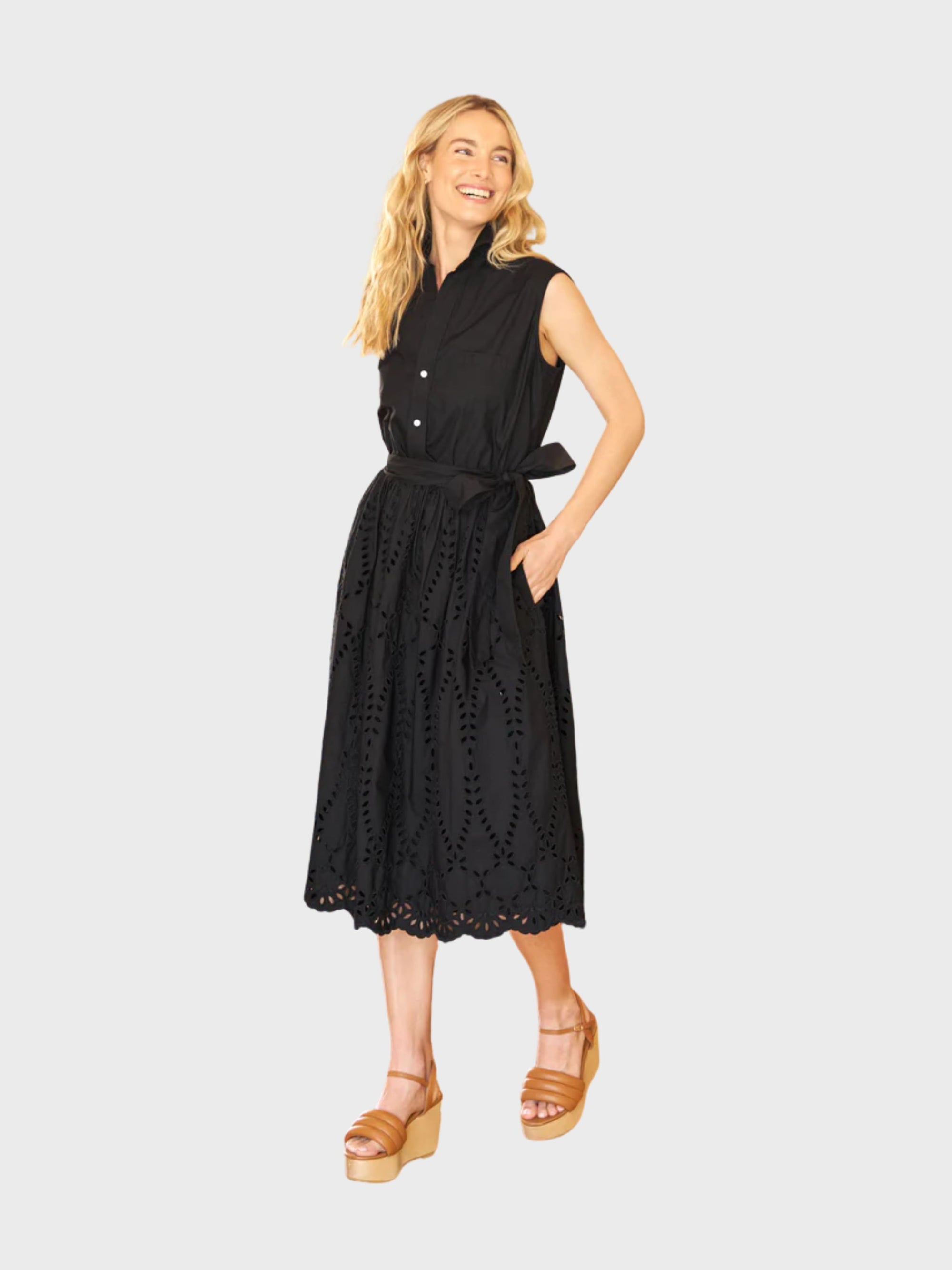 Frank & Eileen Eyelet Dress Black Eyelet-Dresses-West of Woodward Boutique-Vancouver-Canada