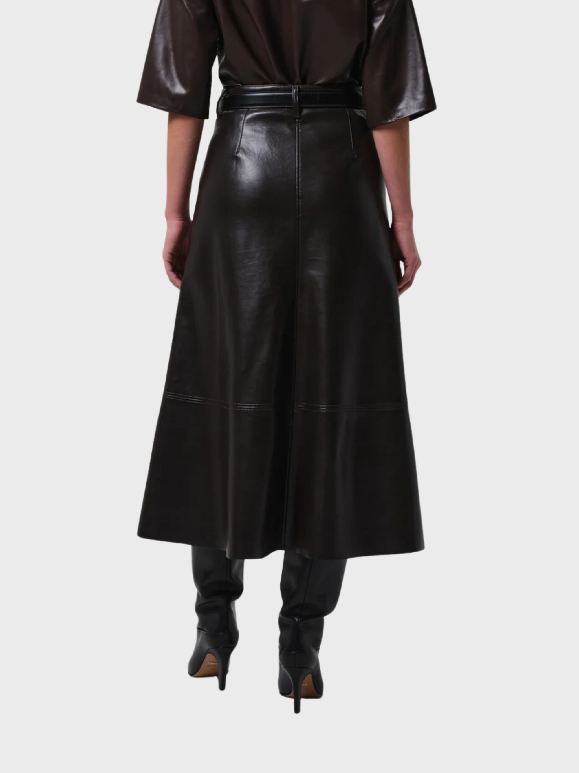 COH Cassia Leather Skirt Chocolate Brown-Dresses-West of Woodward Boutique-Vancouver-Canada