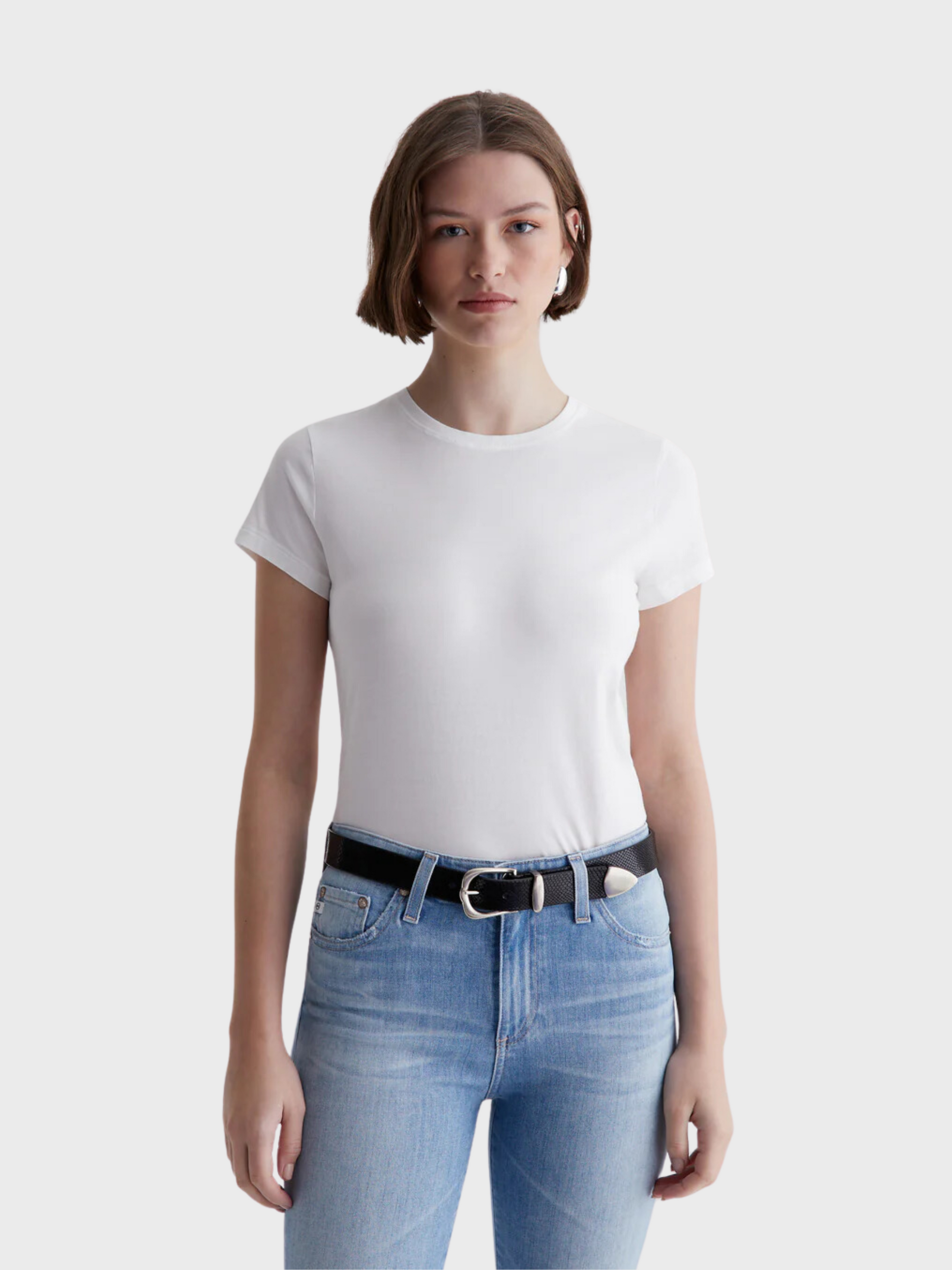 AG Ena Crew Tee Ex-White-T-Shirts-XS-West of Woodward Boutique-Vancouver-Canada