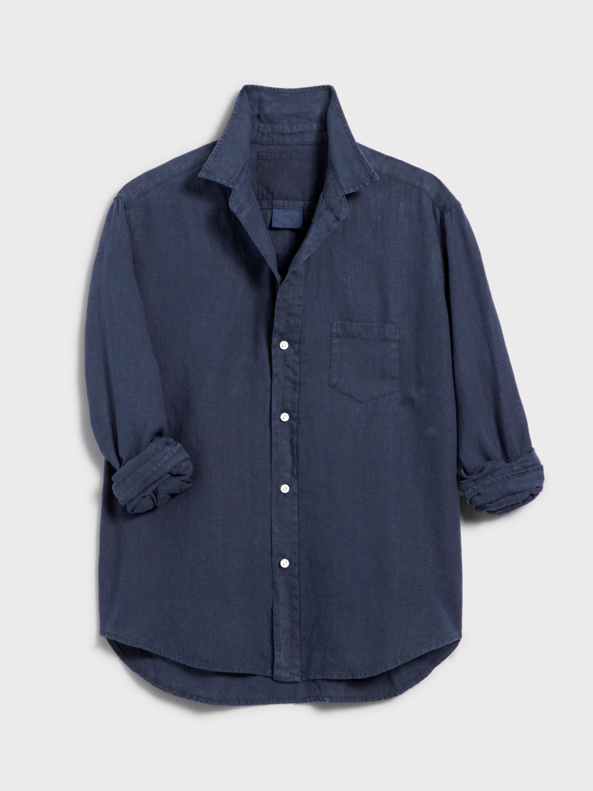 Frank & Eileen Eileen Button Up Linen Shirt Navy-Shirts-West of Woodward Boutique-Vancouver-Canada