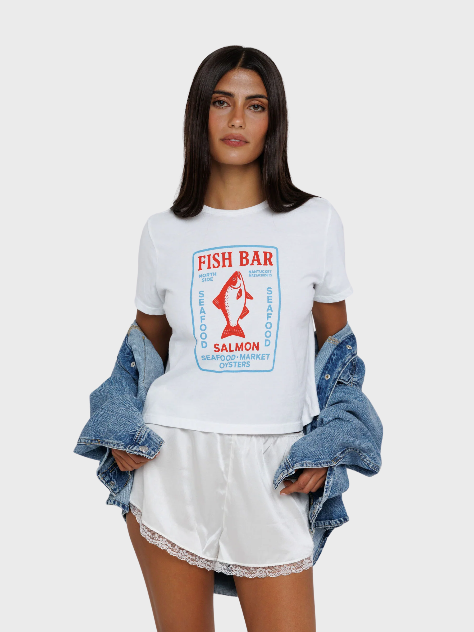 Sunny Somewhere Nantucket Fish Bar Tiny Tee White-T-Shirts-West of Woodward Boutique-Vancouver-Canada