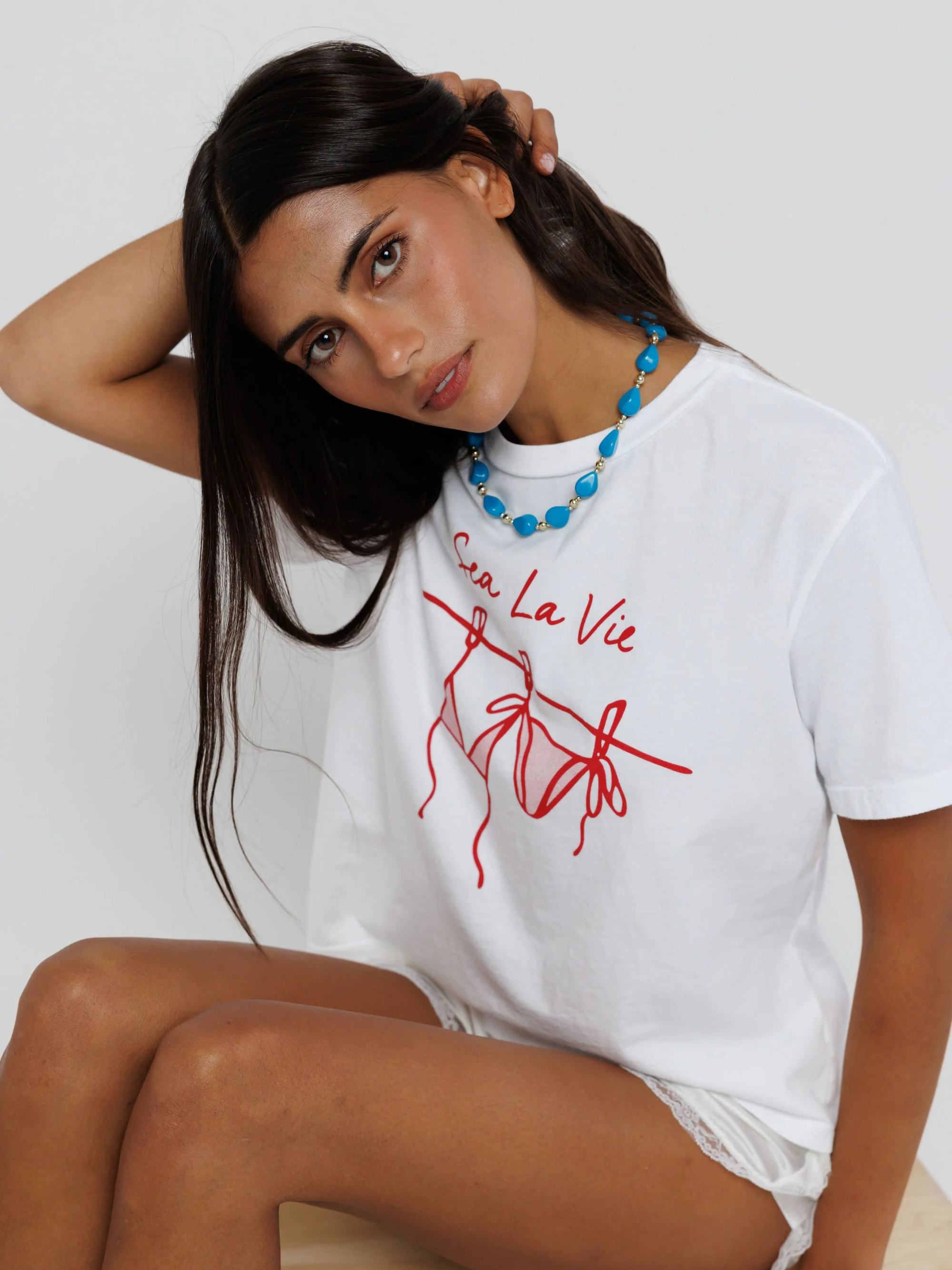 Sunny Somewhere Sea La Vie Everyday Tee White-T-Shirts-West of Woodward Boutique-Vancouver-Canada