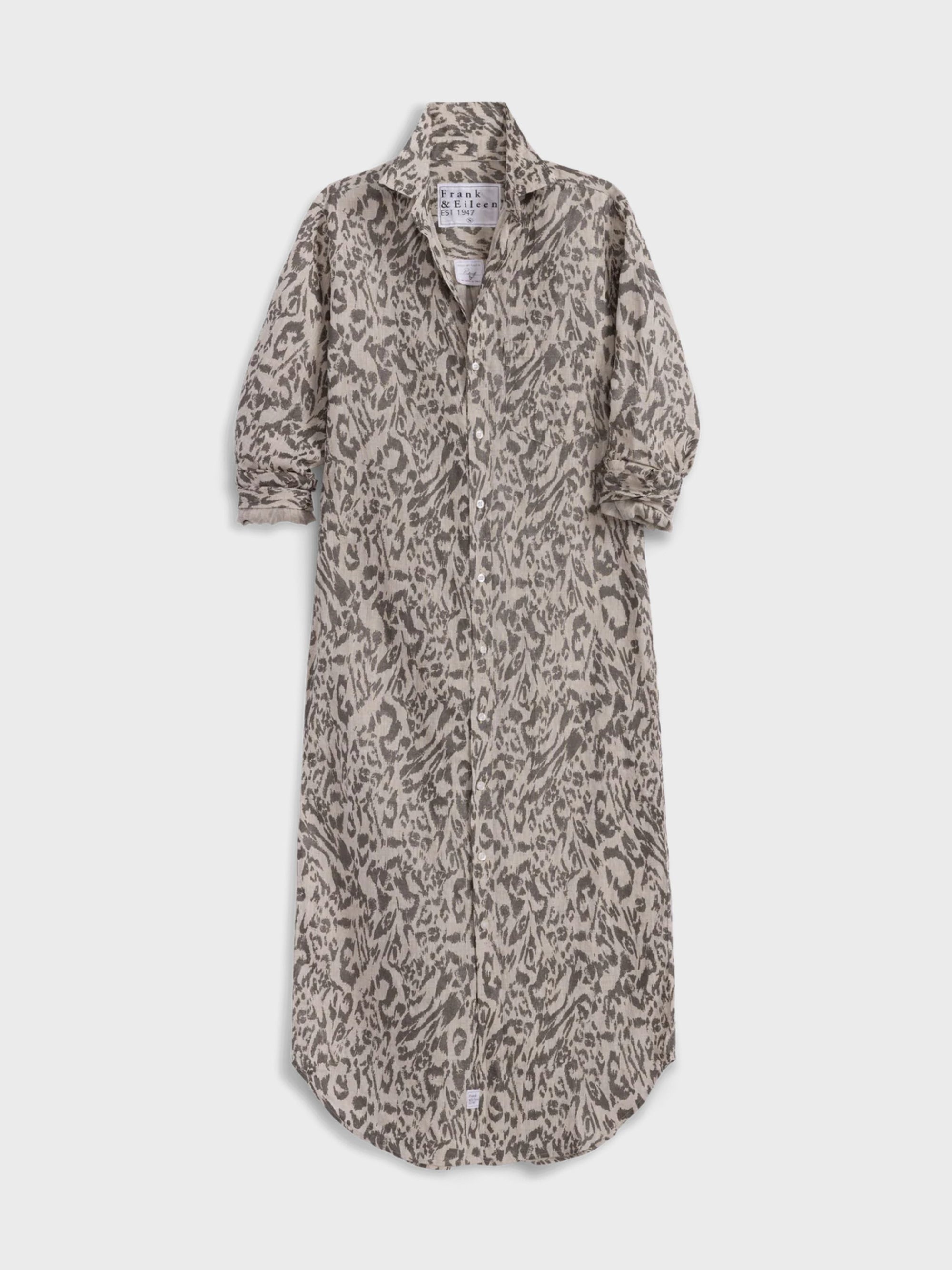 Frank &amp; Eileen Rory Maxi Shirtdress Glitter Animal Print-Dresses-West of Woodward Boutique-Vancouver-Canada