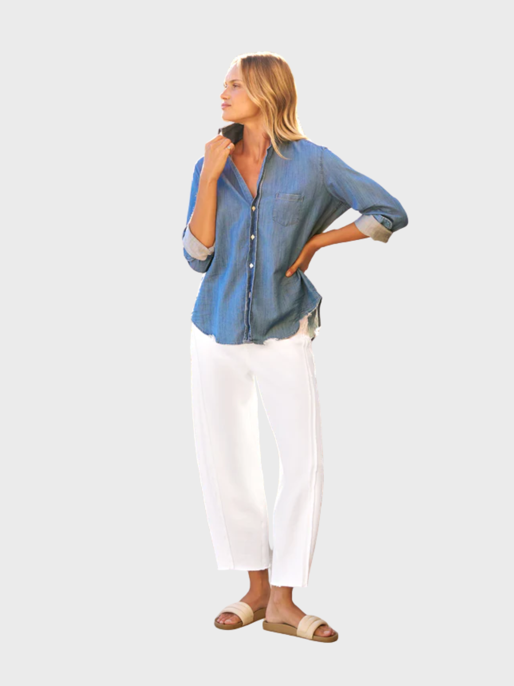 Frank & Eileen Bibi Barrel Sweatpant White-Sweatshirts-West of Woodward Boutique-Vancouver-Canada