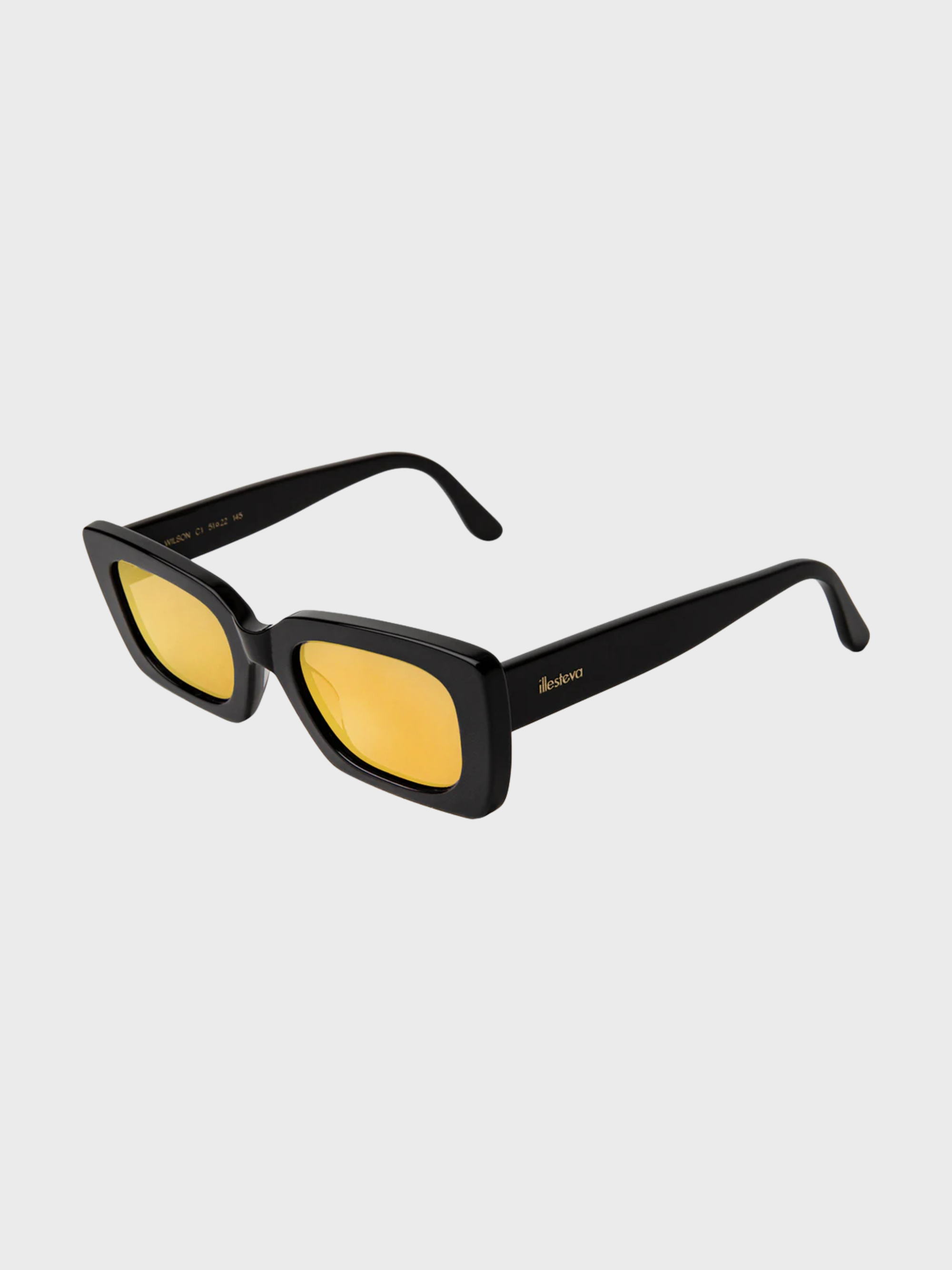 Illesteva Wilson Black Honey Lense Sunglasses-Accessories-West of Woodward Boutique-Vancouver-Canada