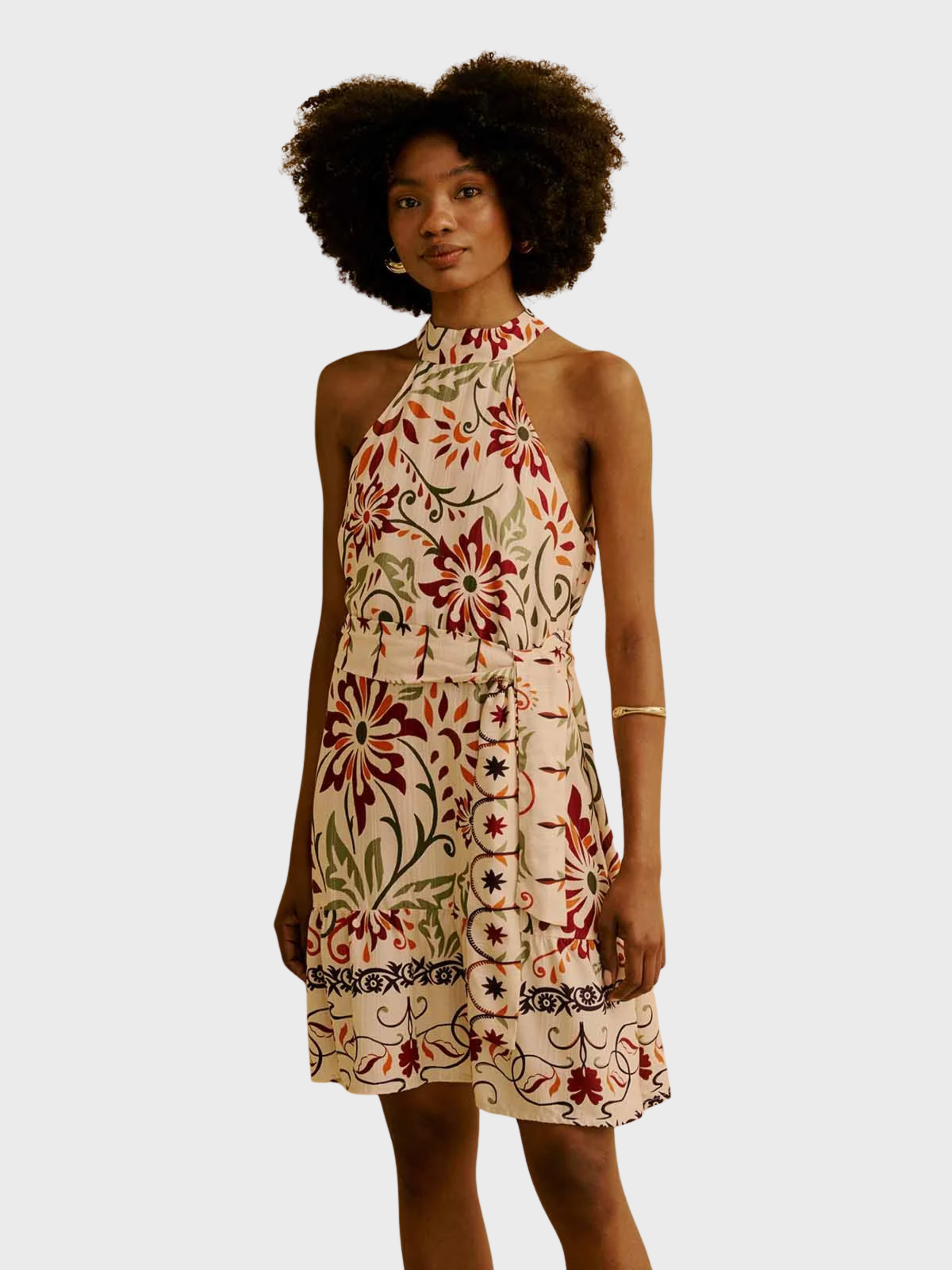 CaCay Short Dress Box Detail Off White-Dresses-West of Woodward Boutique-Vancouver-Canada