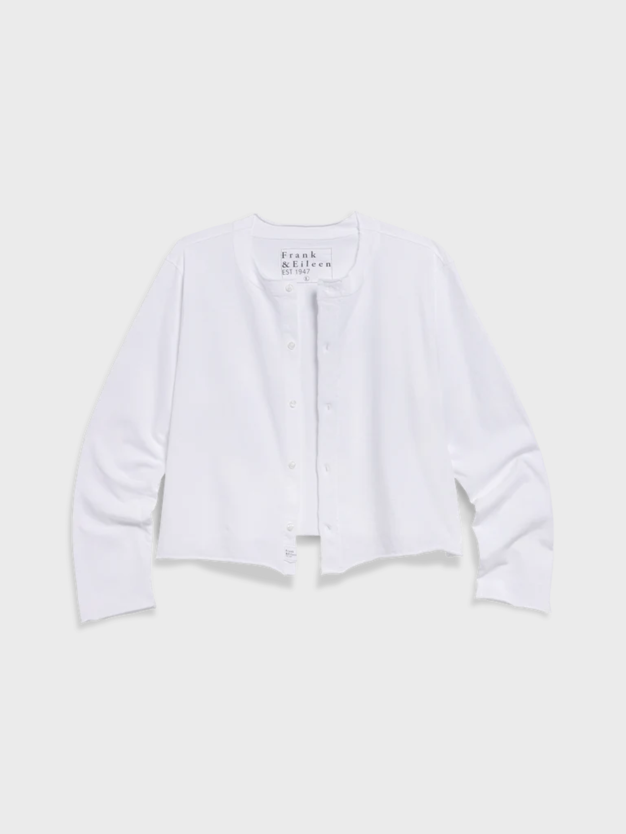 Frank & Eileen Jackie Heritage Jersey Cardigan White-T-Shirts-West of Woodward Boutique-Vancouver-Canada