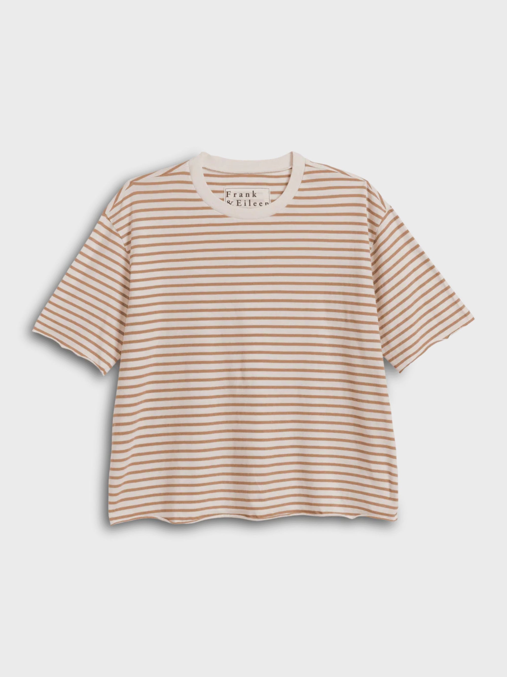 Frank & Eileen Perry NYC Tee Vintage White Camel Stripe-T-Shirts-West of Woodward Boutique-Vancouver-Canada