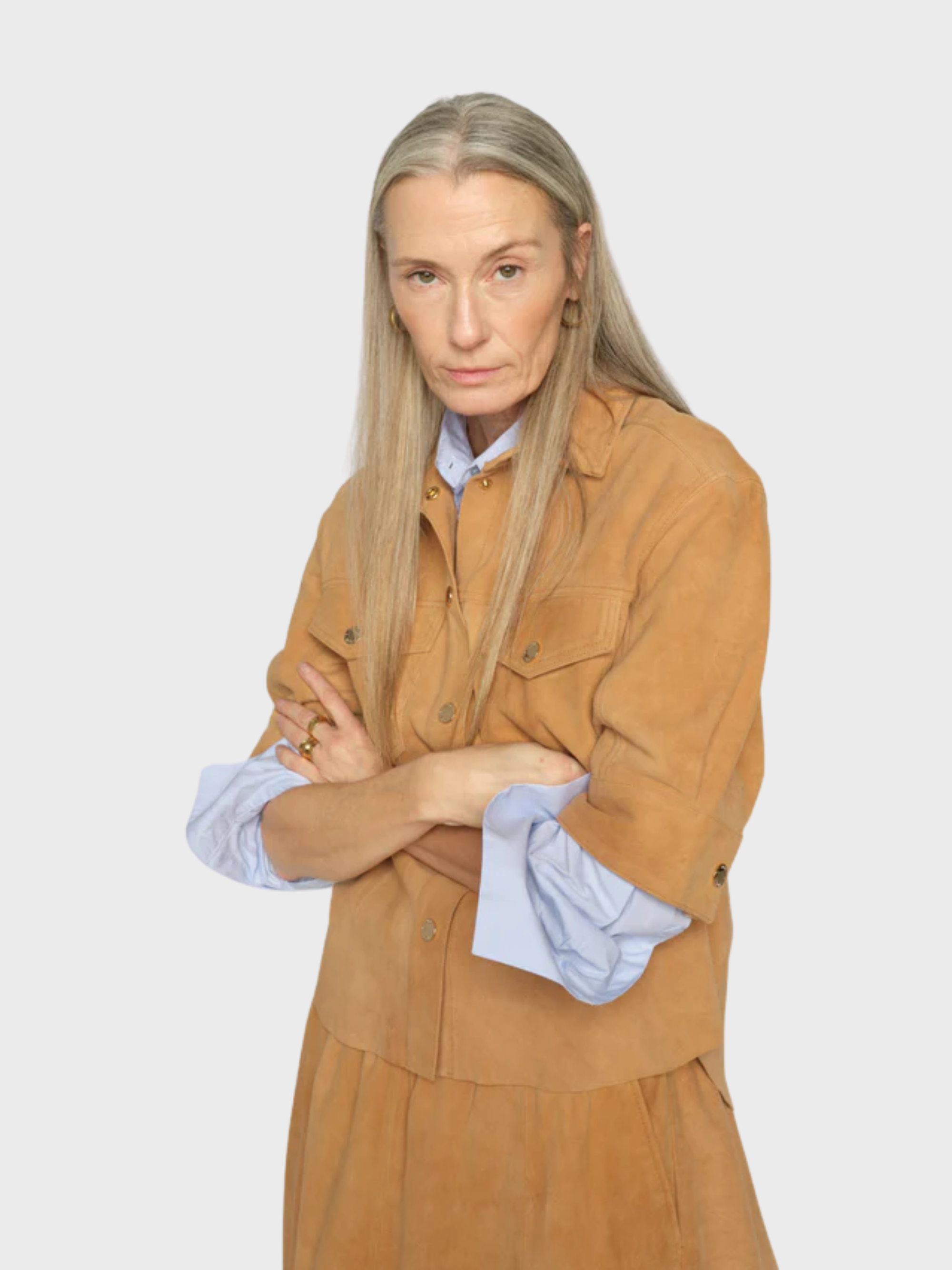 Mos Mosh Sigga Short Sleeve Suede Shirt Tan-Shirts-West of Woodward Boutique-Vancouver-Canada