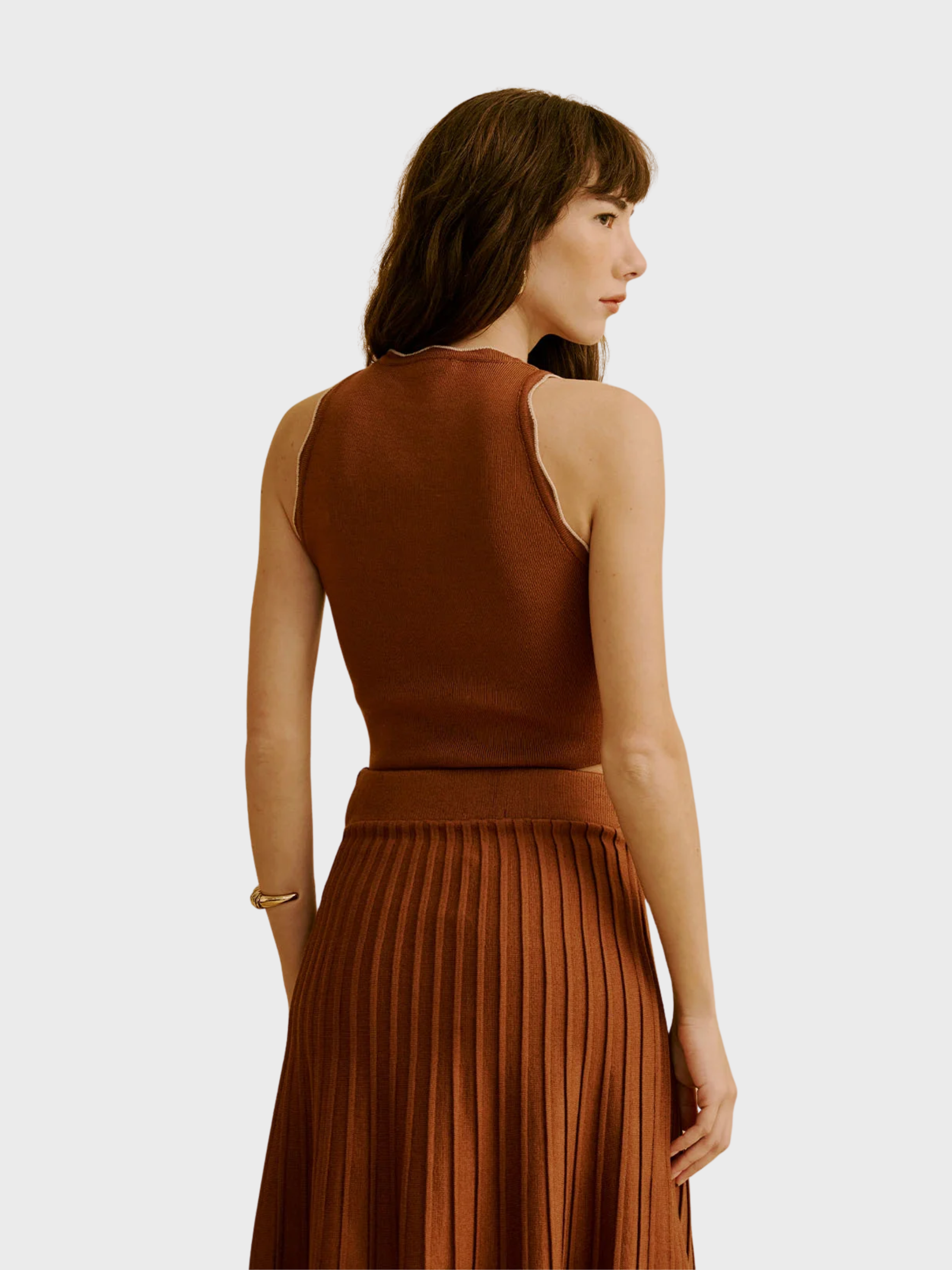 CaCay Tricot Blouse Armhole Detail Dark Brown-T-Shirts-West of Woodward Boutique-Vancouver-Canada