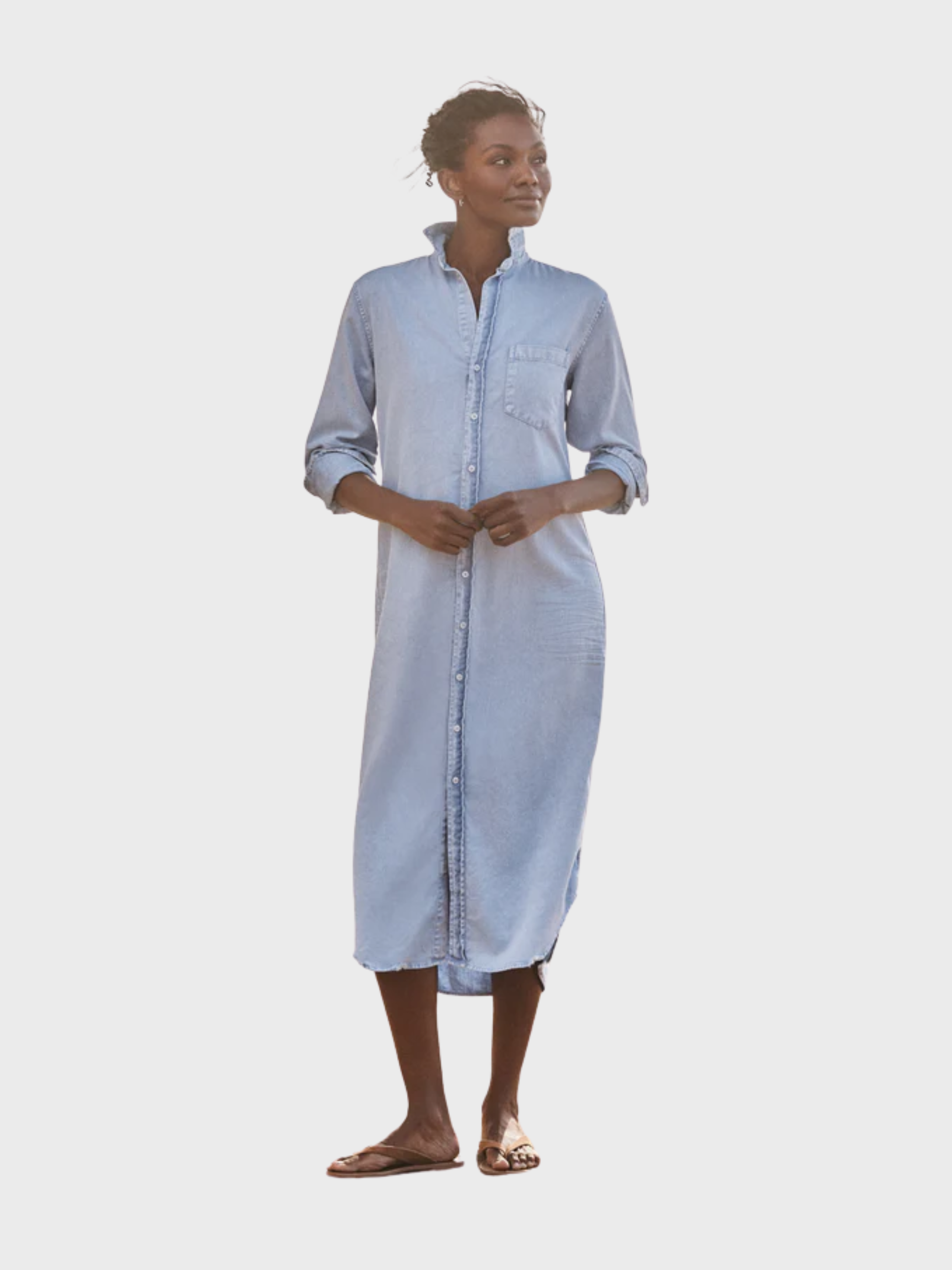 Frank & Eileen Rory Maxi Shirtdress Pool Water Blue-Dresses-West of Woodward Boutique-Vancouver-Canada
