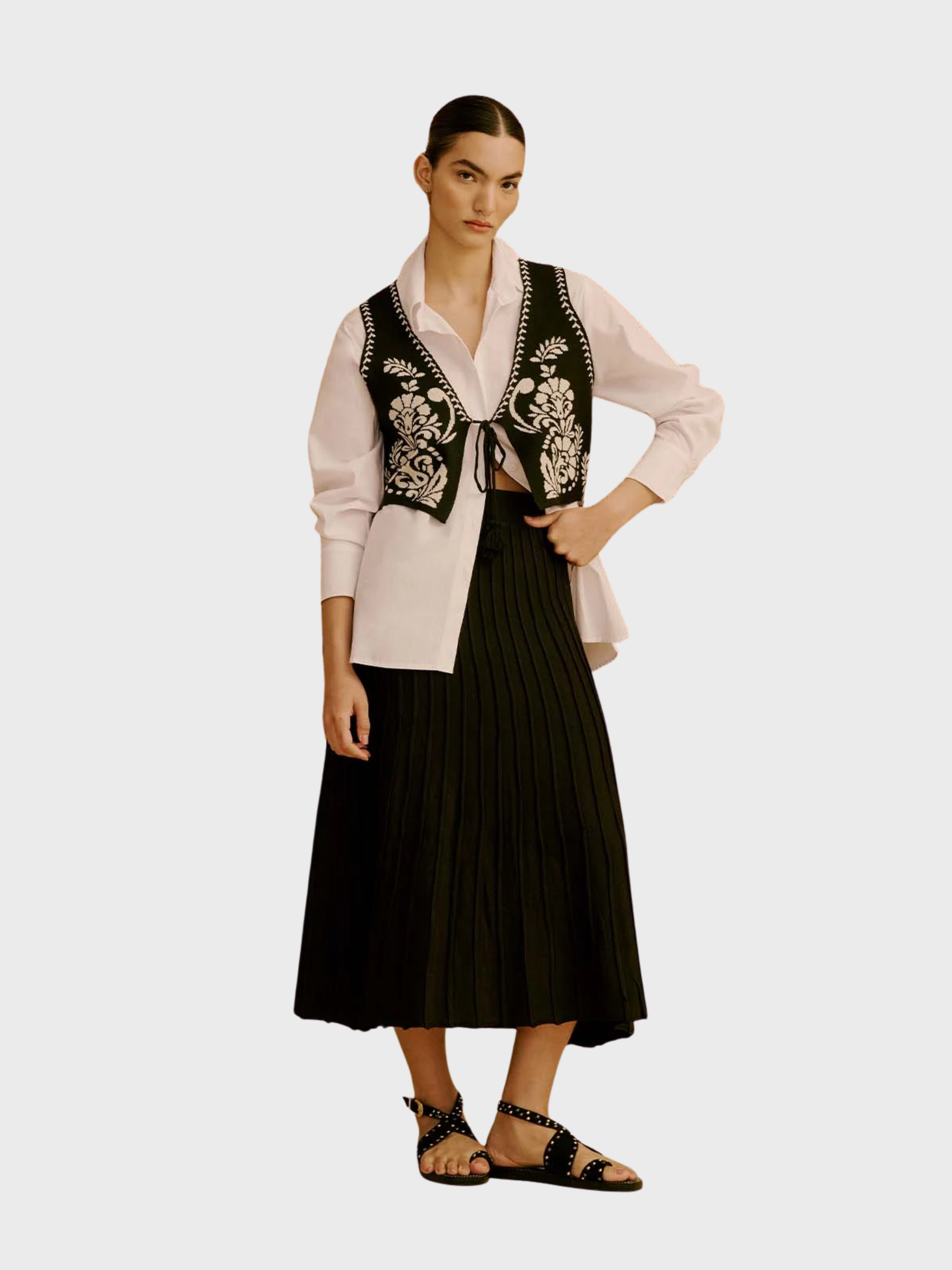 CaCay Pleated Knit Fabric Skirt Black-Dresses-West of Woodward Boutique-Vancouver-Canada