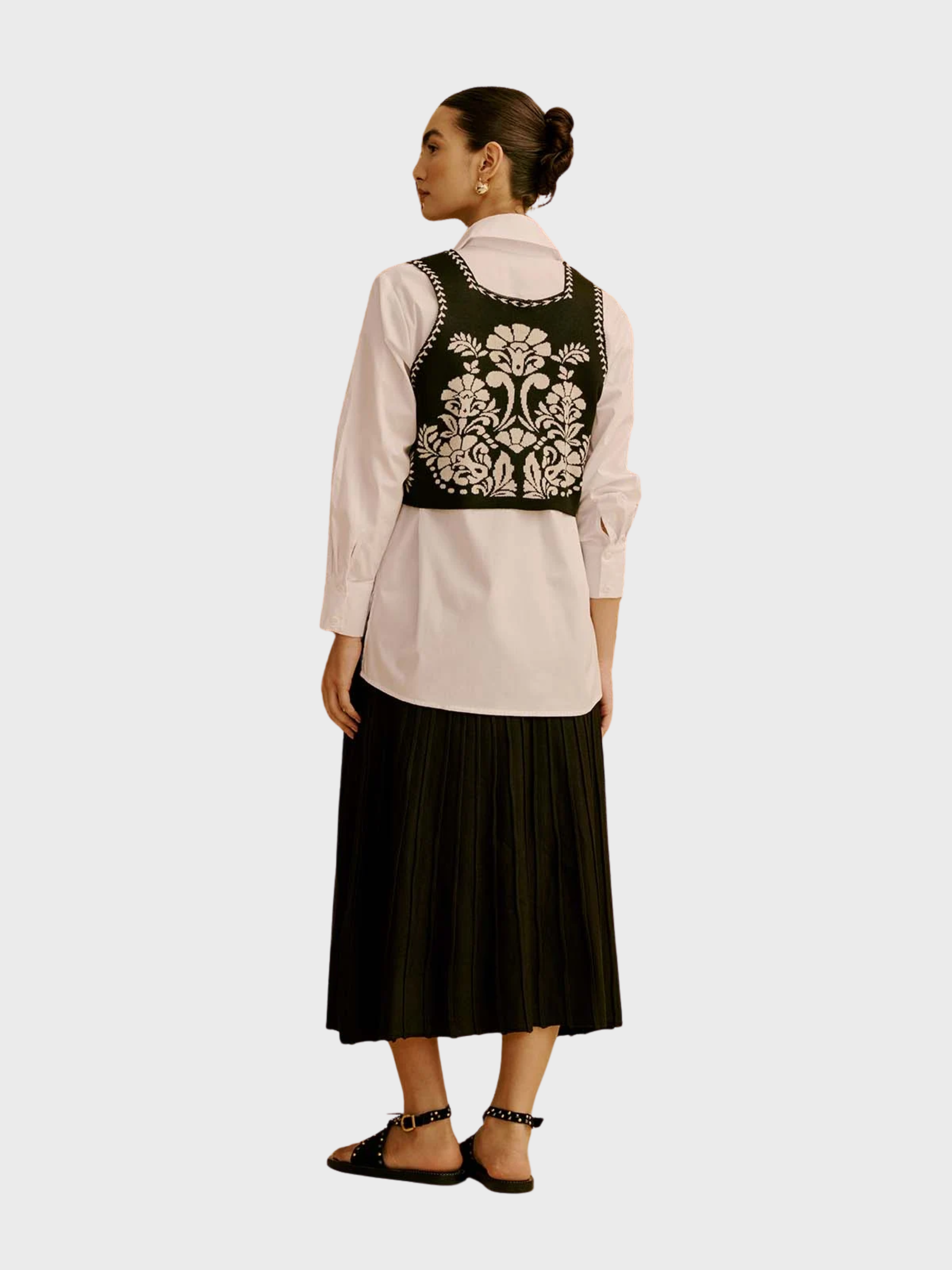 CaCay Pleated Knit Fabric Skirt Black-Dresses-West of Woodward Boutique-Vancouver-Canada