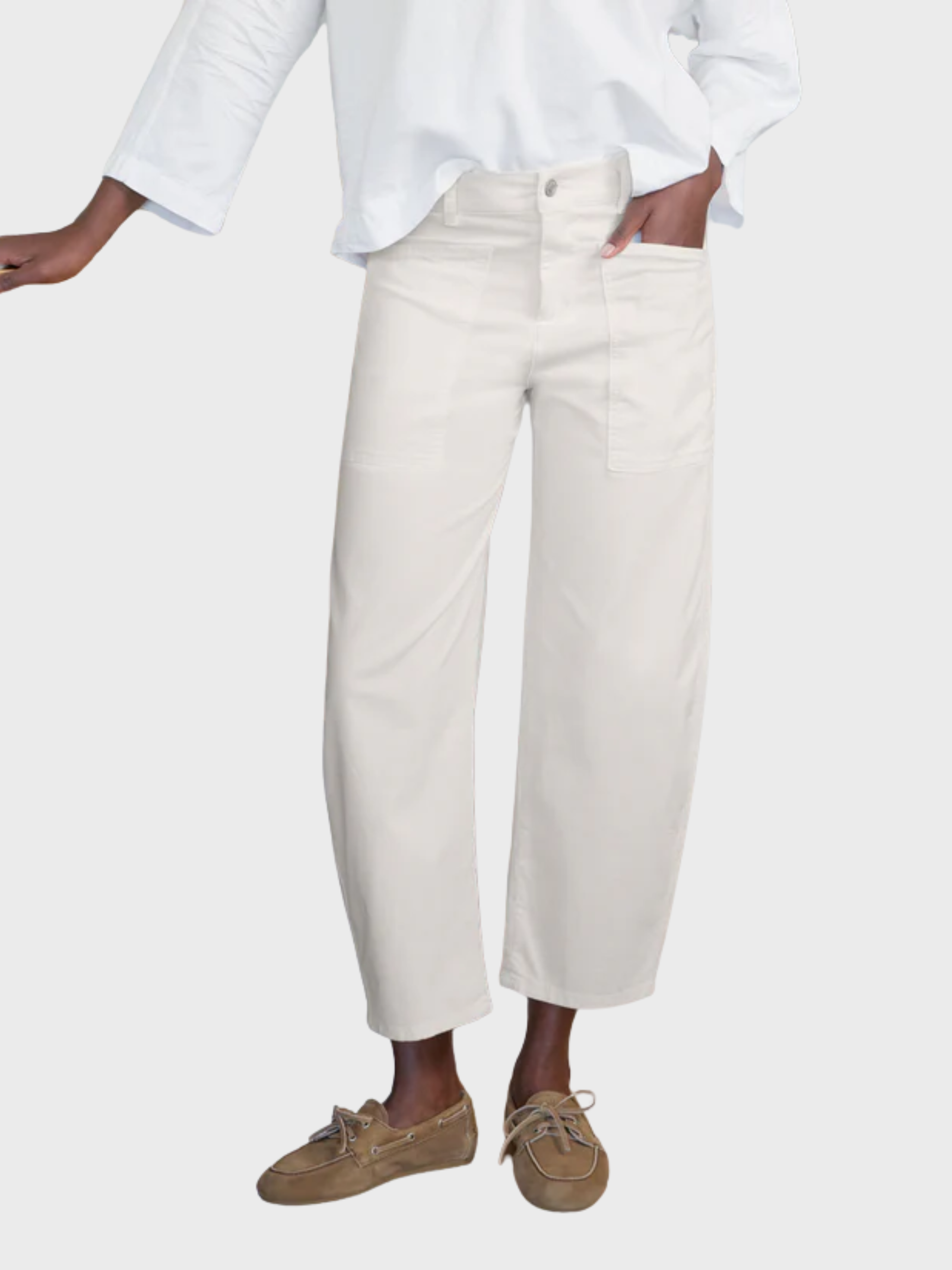 Frank & Eileen Bray Twill Barrel Pant Chalk-Pants-West of Woodward Boutique-Vancouver-Canada