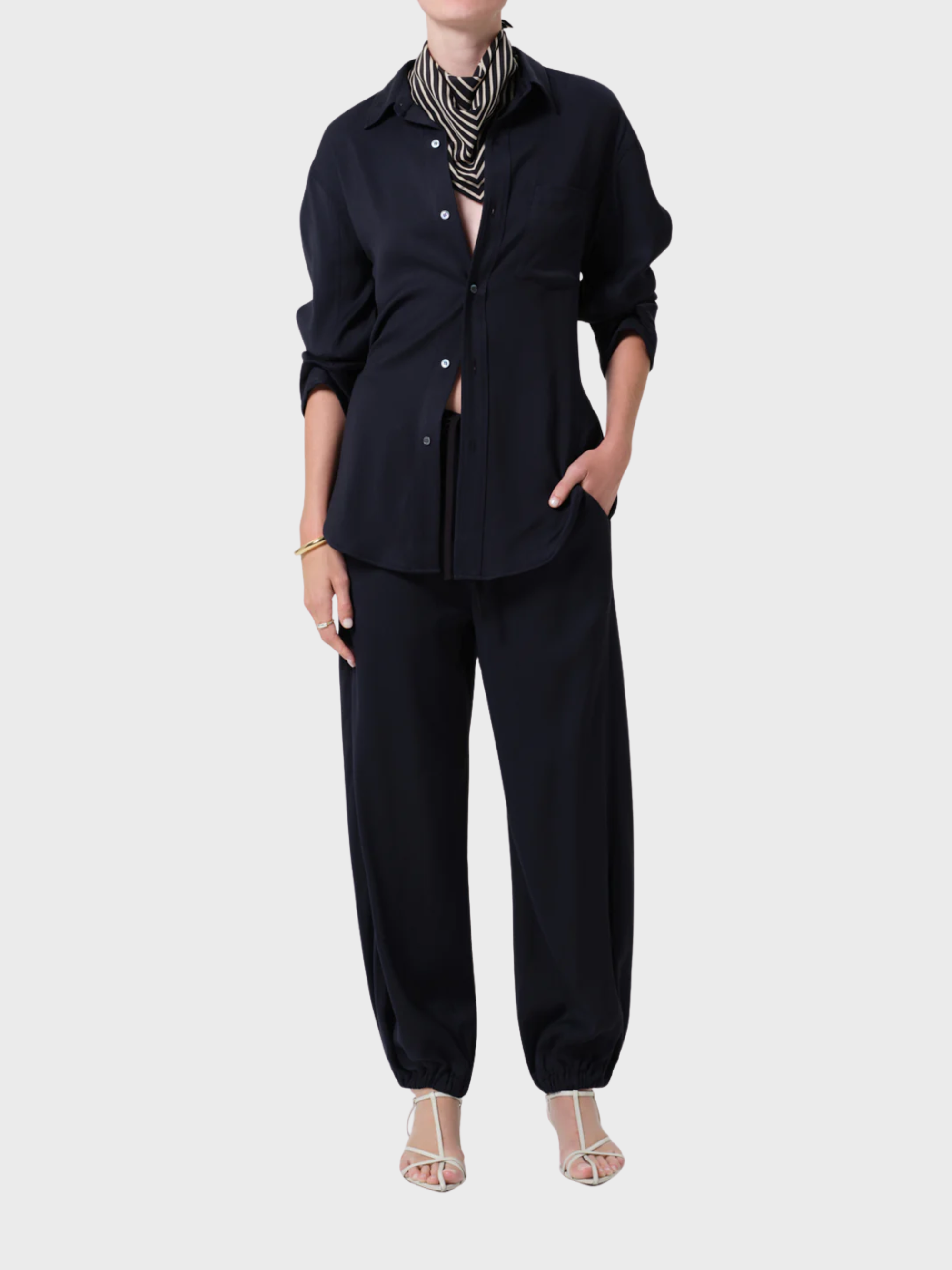 COH Bubble Pull On Pant Portofino Twill Navy-Pants-West of Woodward Boutique-Vancouver-Canada