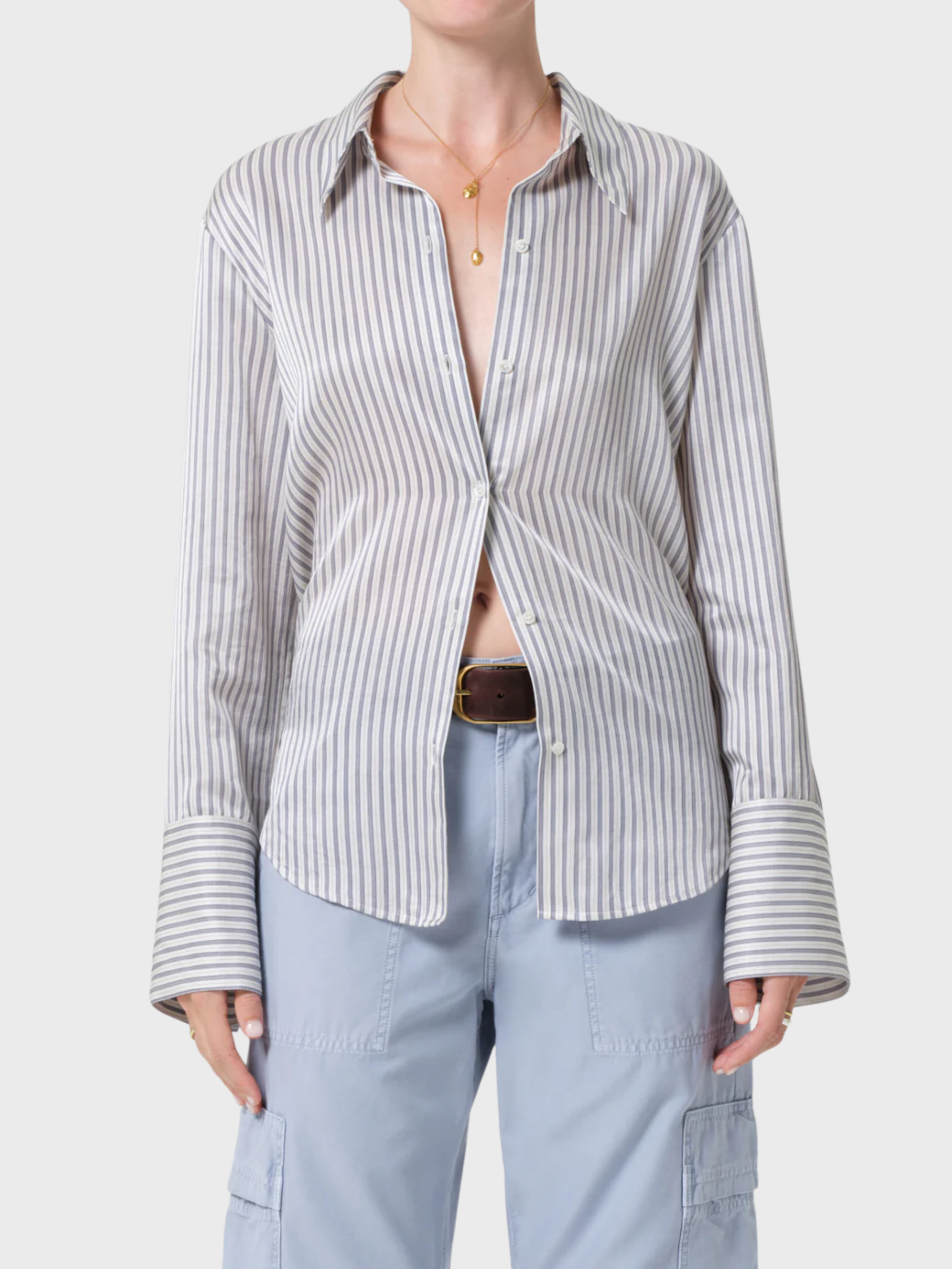 Citizens of Humanity Camilia Button Up Shirt Miranda Stripe-Shirts-West of Woodward Boutique-Vancouver-Canada