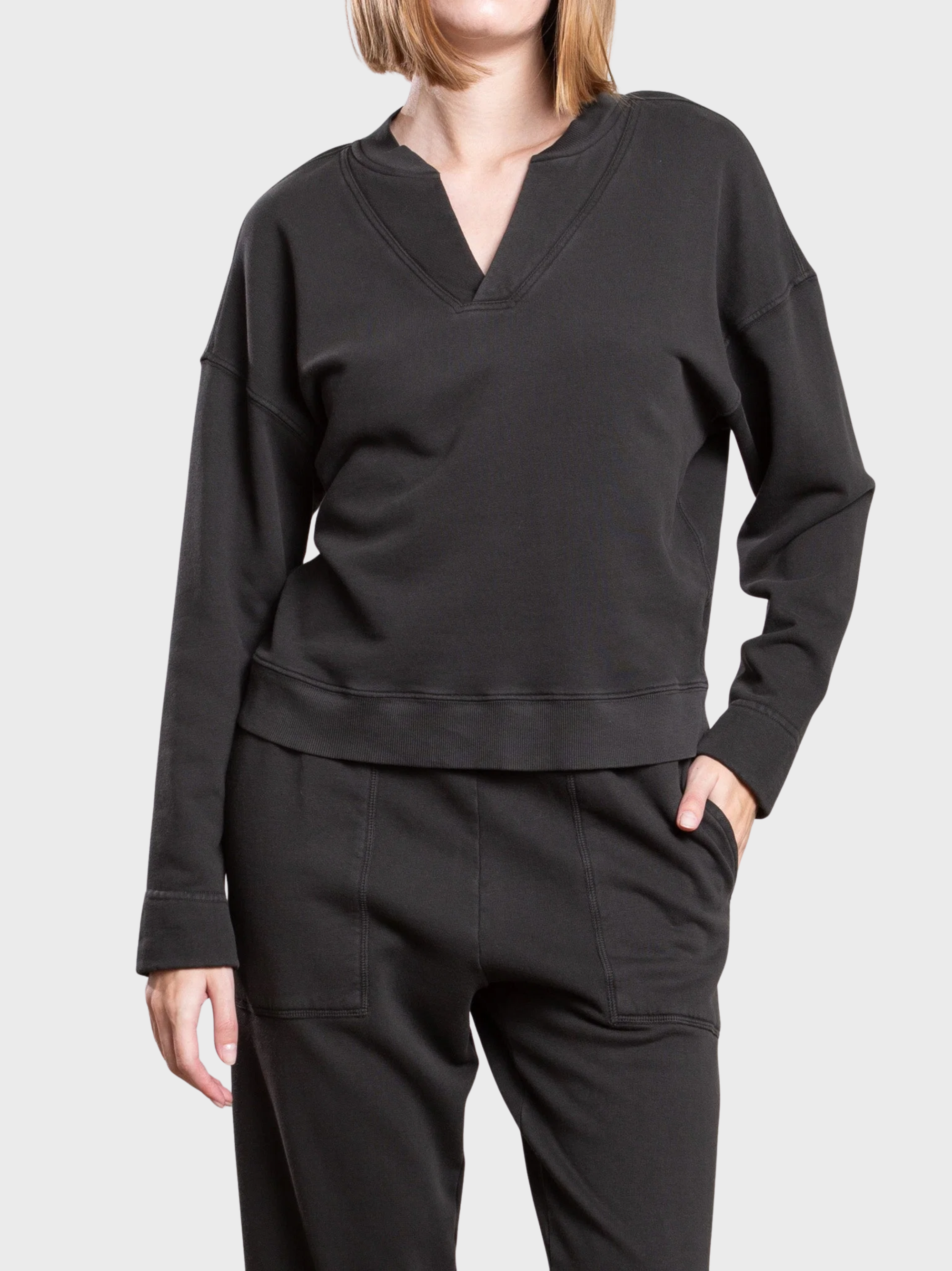 Pharaoh Roman Henley Sweatshirt Vintage Black-Sweatshirts-West of Woodward Boutique-Vancouver-Canada
