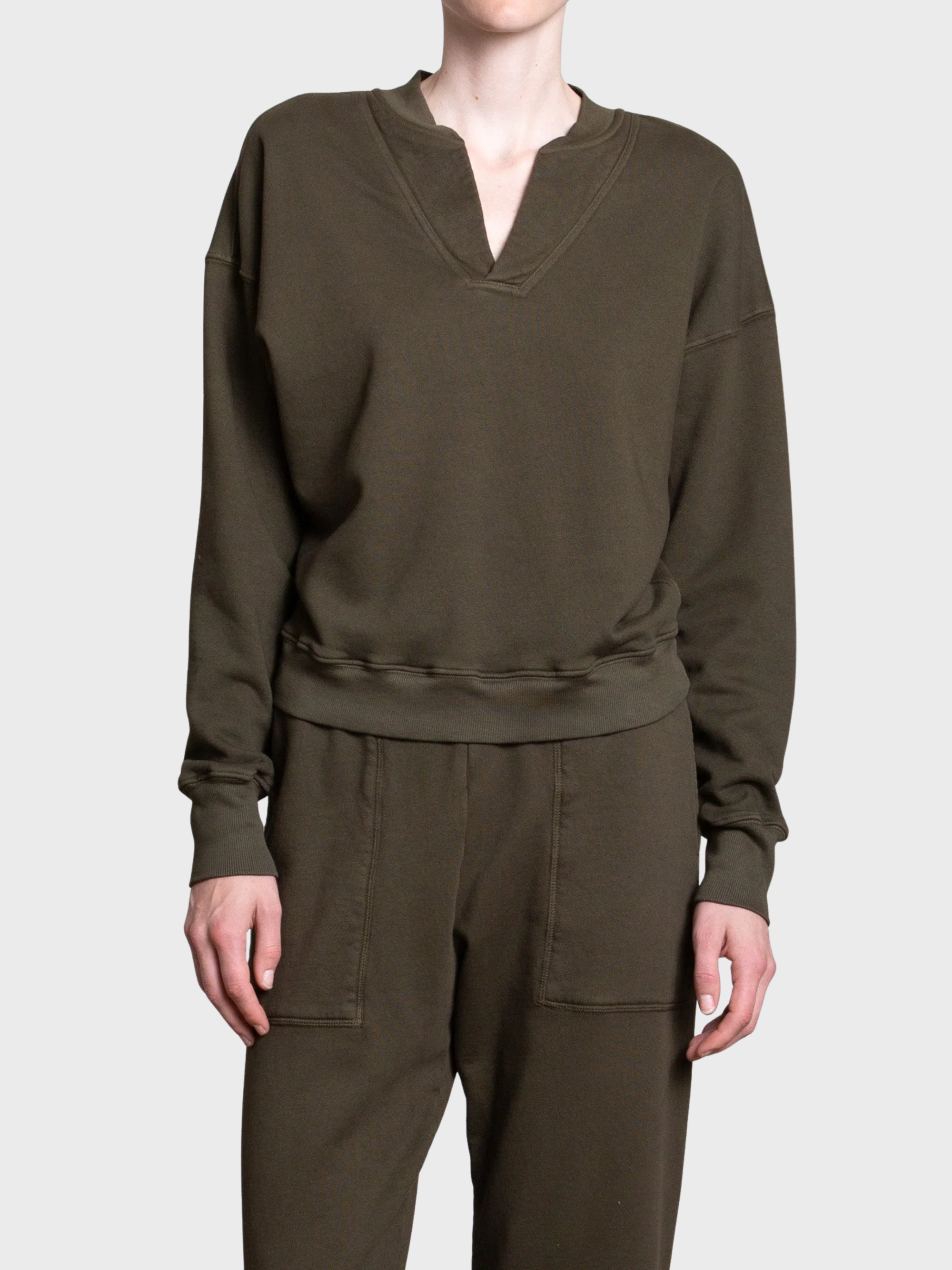 Pharaoh Roman Henley Sweatshirt Moss-Sweatshirts-West of Woodward Boutique-Vancouver-Canada