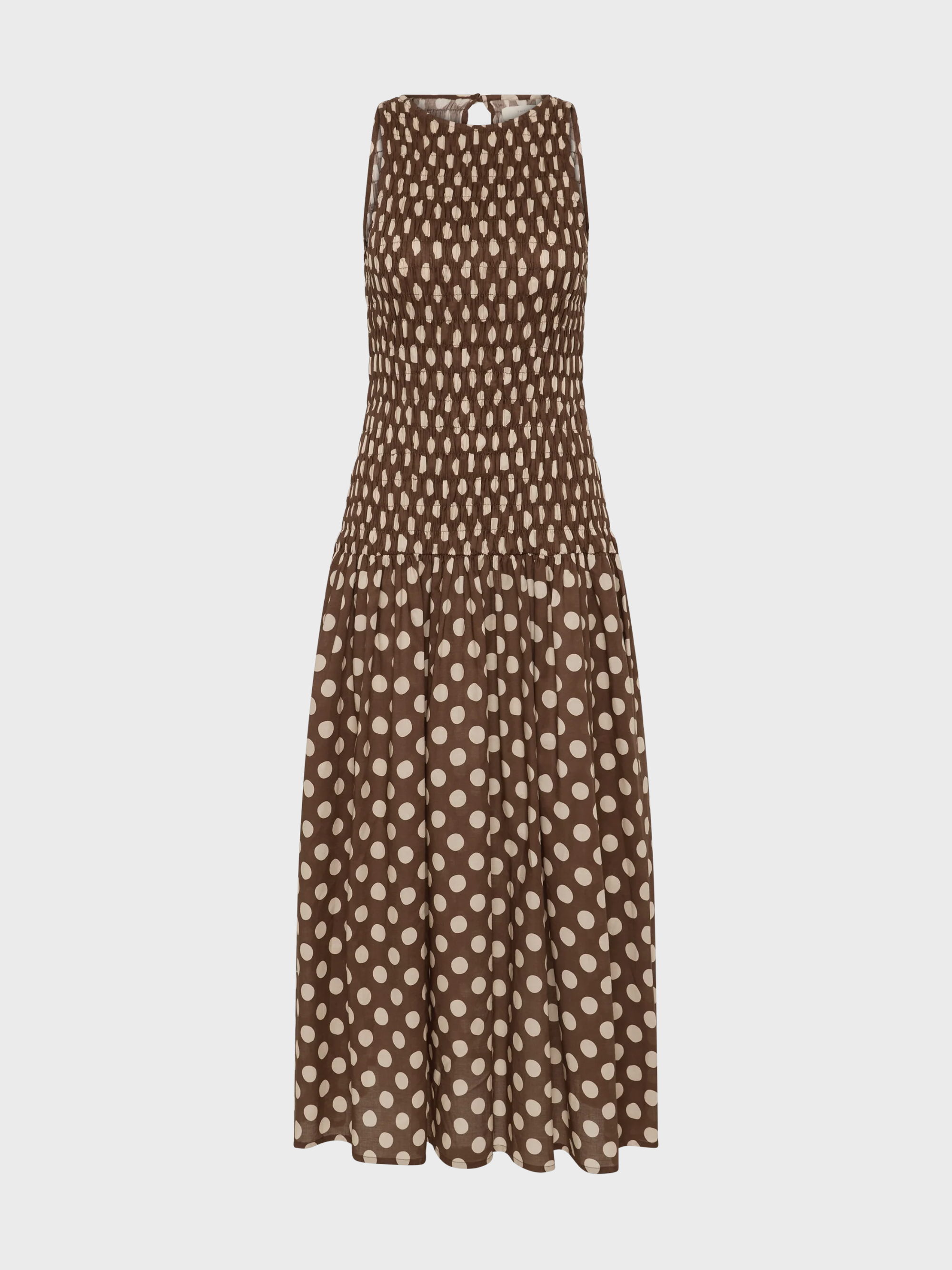 Faithfull Luisa Midi Dress Cioccolato Dot-Dresses-West of Woodward Boutique-Vancouver-Canada