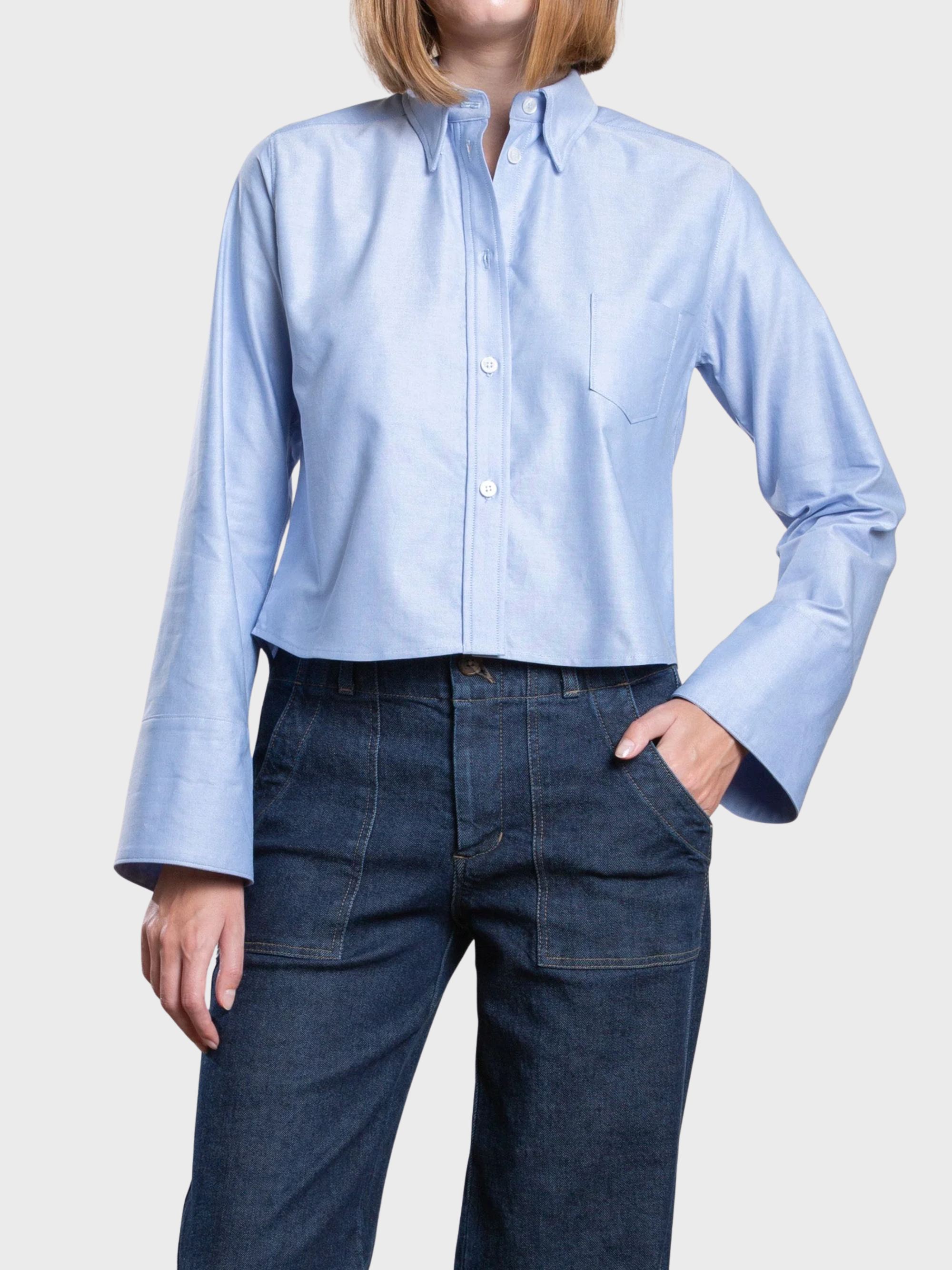 Pharaoh Monty Button Up Shirt Spanish Oxford Banker Blue-Shirts-West of Woodward Boutique-Vancouver-Canada