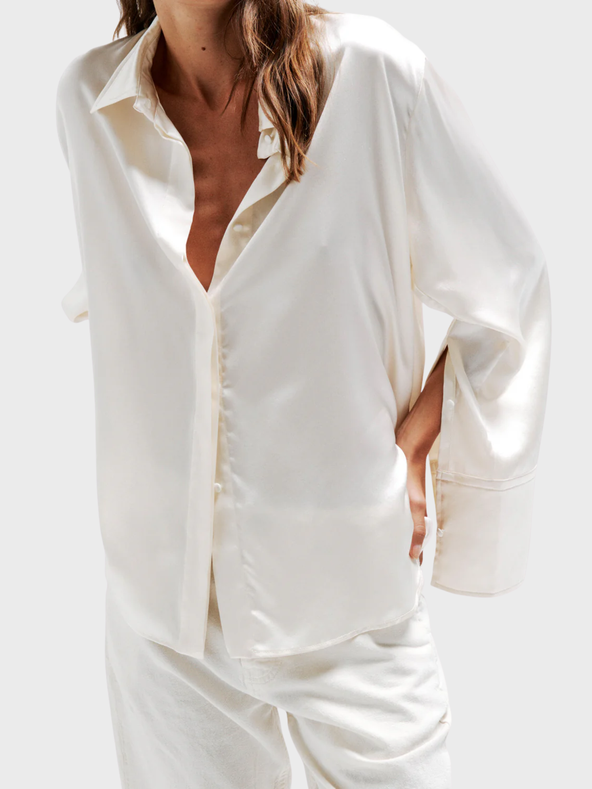 All Three Zoraya Button Down Shirt Off White-Shirts-West of Woodward Boutique-Vancouver-Canada