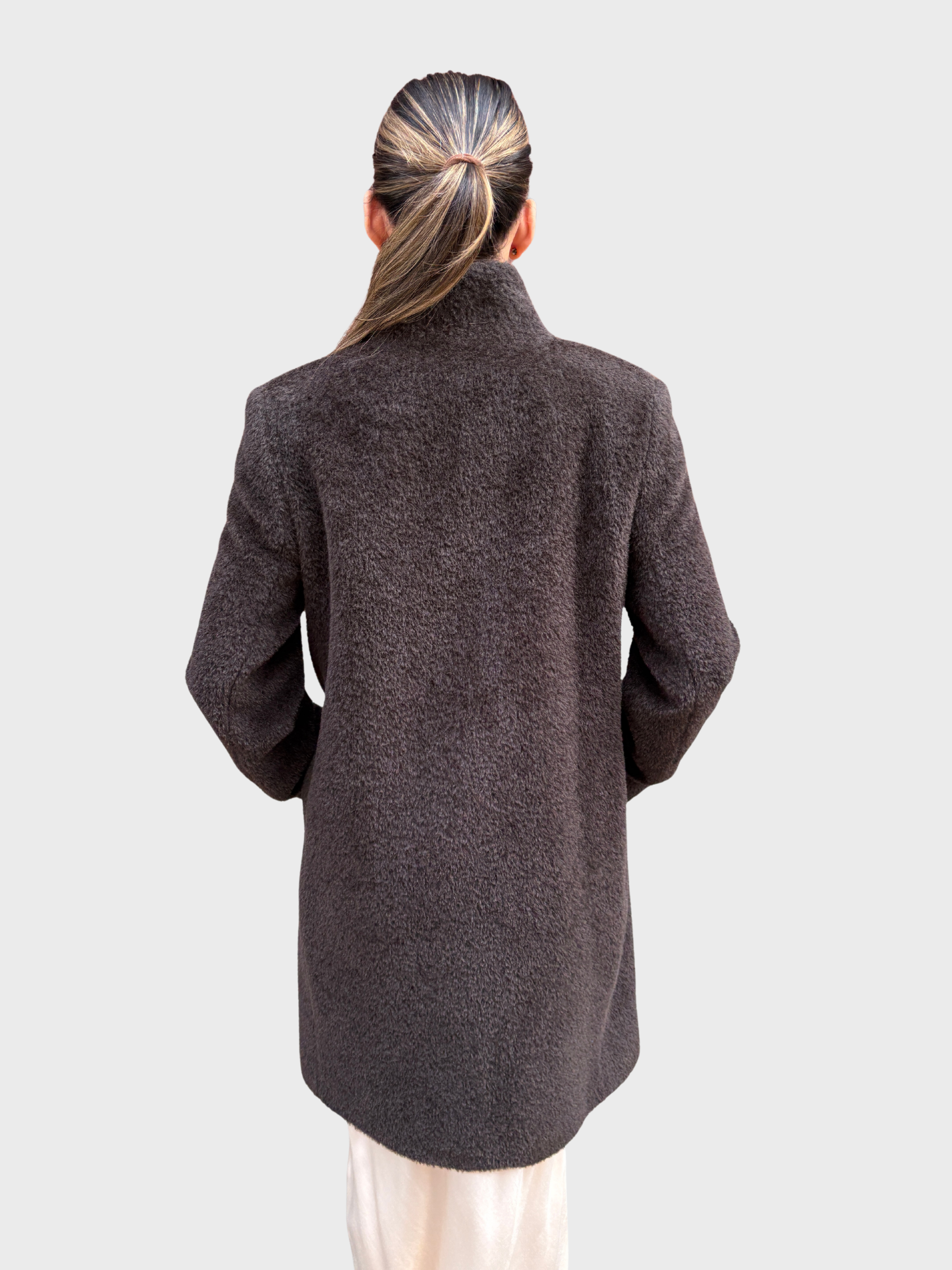 Cinzia Rocca Mid Aplaca Wool Coat Coffee Brown-Coats-West of Woodward Boutique-Vancouver-Canada