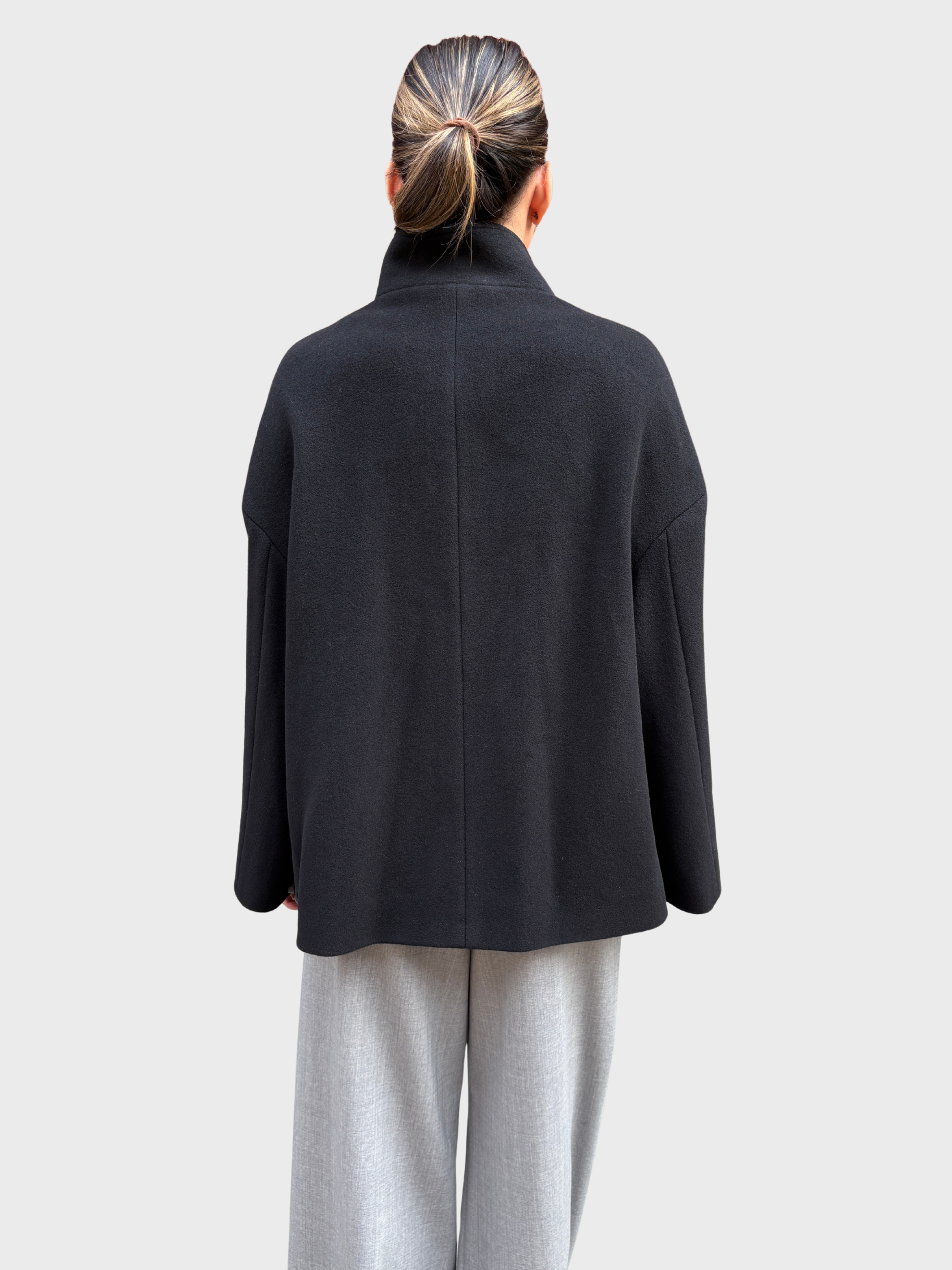 Cinzia Rocca Wool Cashmere Short Coat Black-Coats-West of Woodward Boutique-Vancouver-Canada