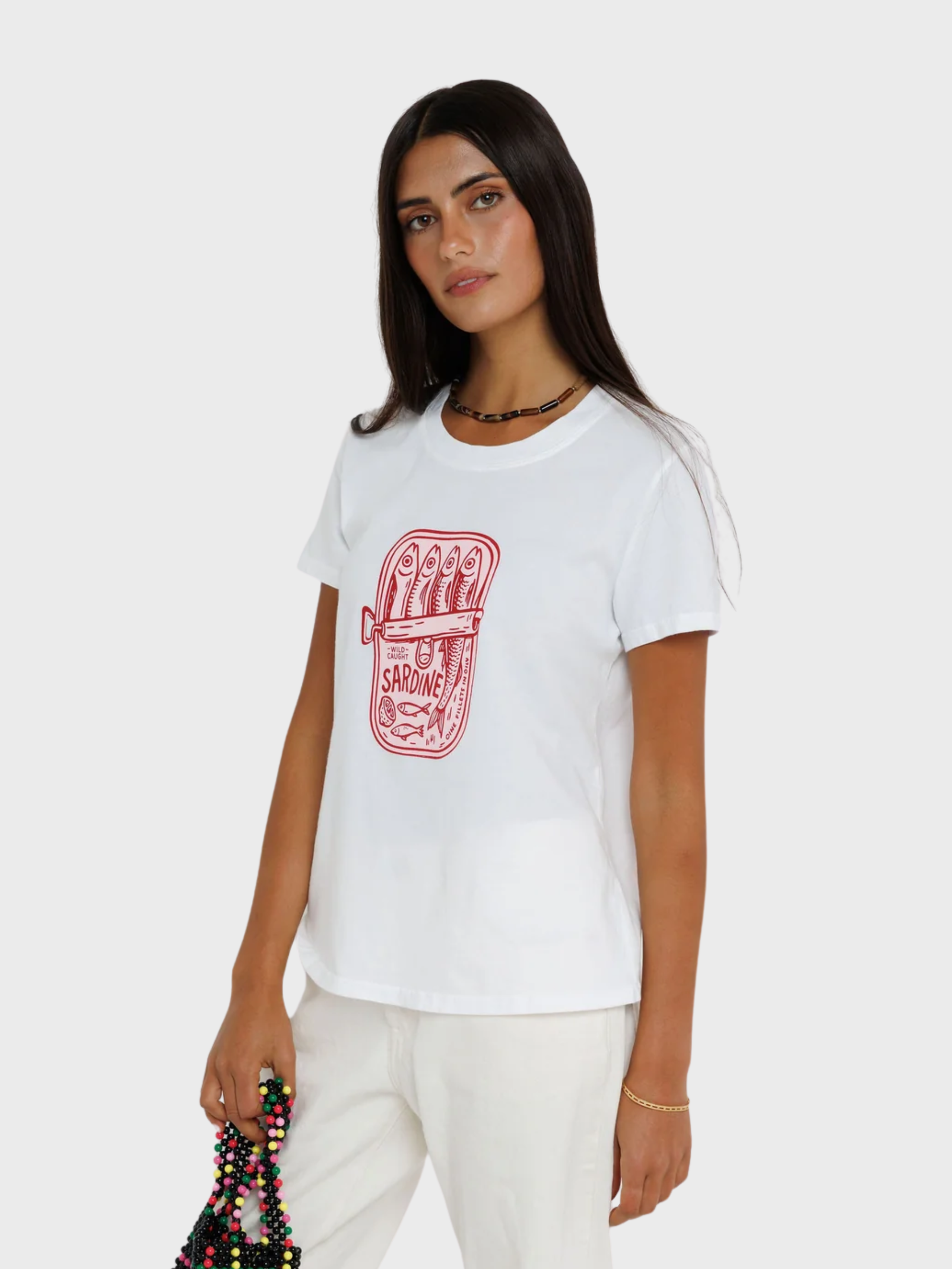 Sunny Somewhere Sardine Summer Femme Crew White-T-Shirts-West of Woodward Boutique-Vancouver-Canada