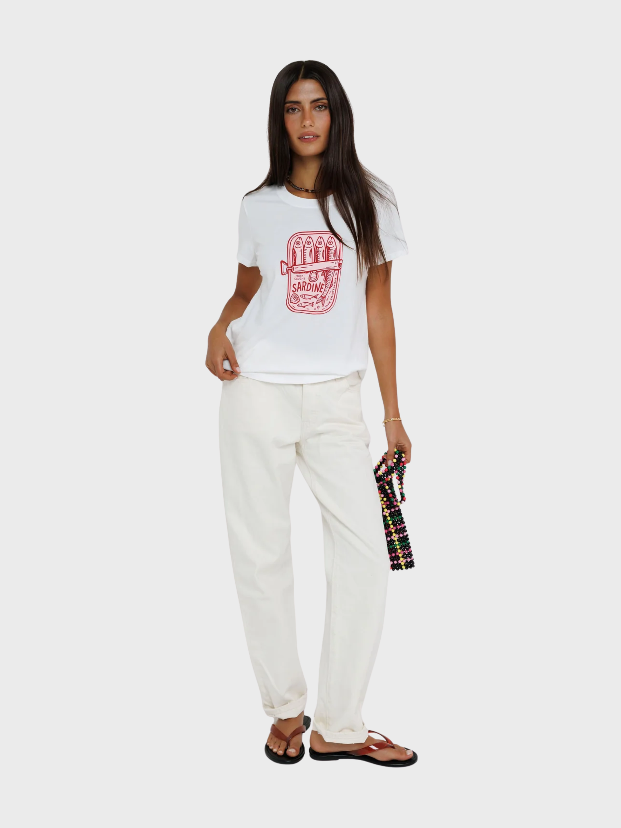 Sunny Somewhere Sardine Summer Femme Crew White-T-Shirts-West of Woodward Boutique-Vancouver-Canada