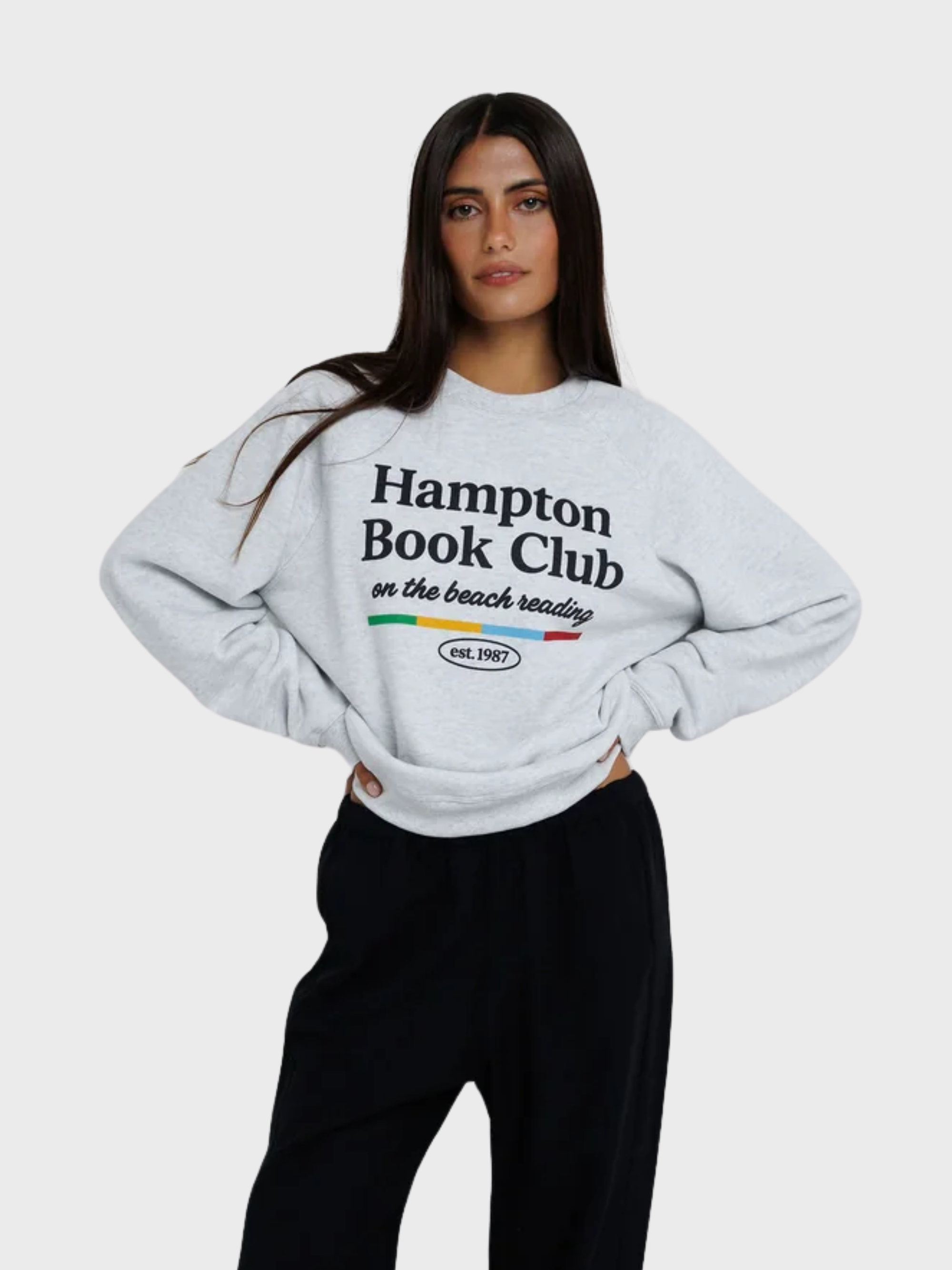 Sunny Somewhere Hampton Book Club Raglan Sweatshirt Heather Ash-Sweatshirts-West of Woodward Boutique-Vancouver-Canada