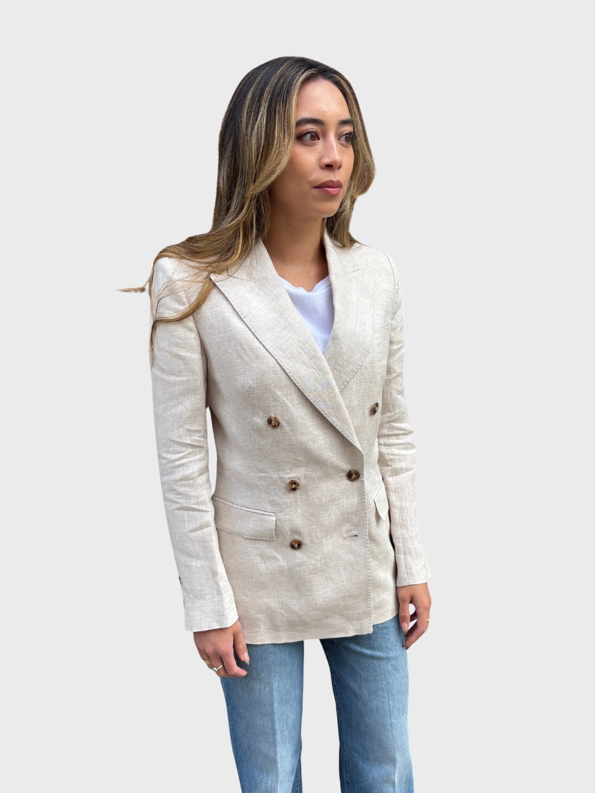 Normeet Linen Jacket Light Sand-Jackets-West of Woodward Boutique-Vancouver-Canada
