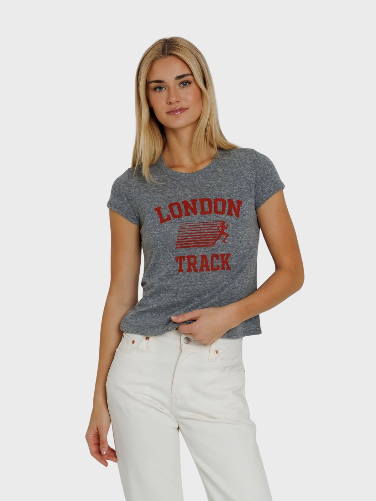 Sunny Somewhere London Track Femme Crew Heather Grey-T-Shirts-West of Woodward Boutique-Vancouver-Canada