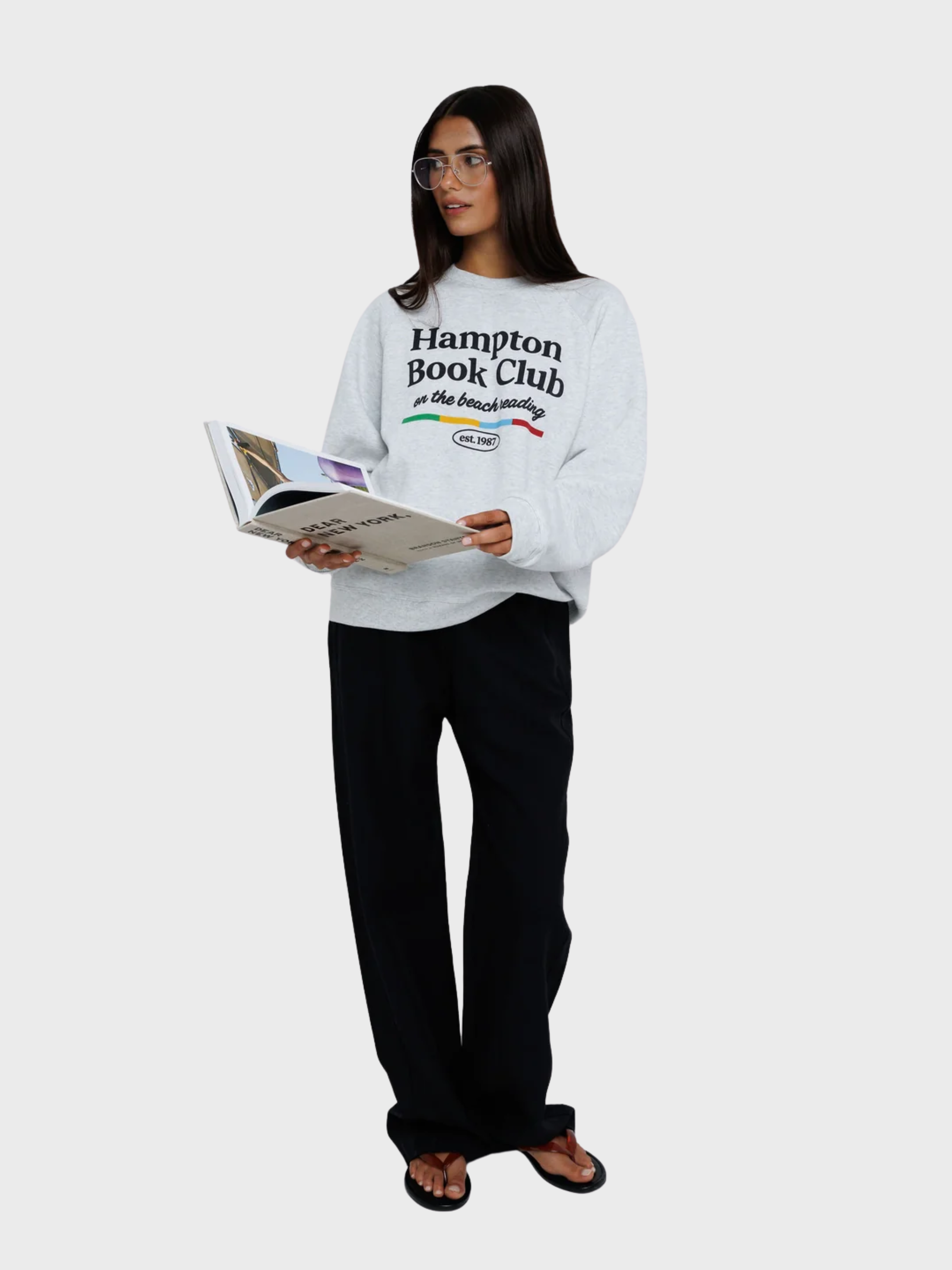 Sunny Somewhere Hampton Book Club Raglan Sweatshirt Heather Ash-Sweatshirts-West of Woodward Boutique-Vancouver-Canada
