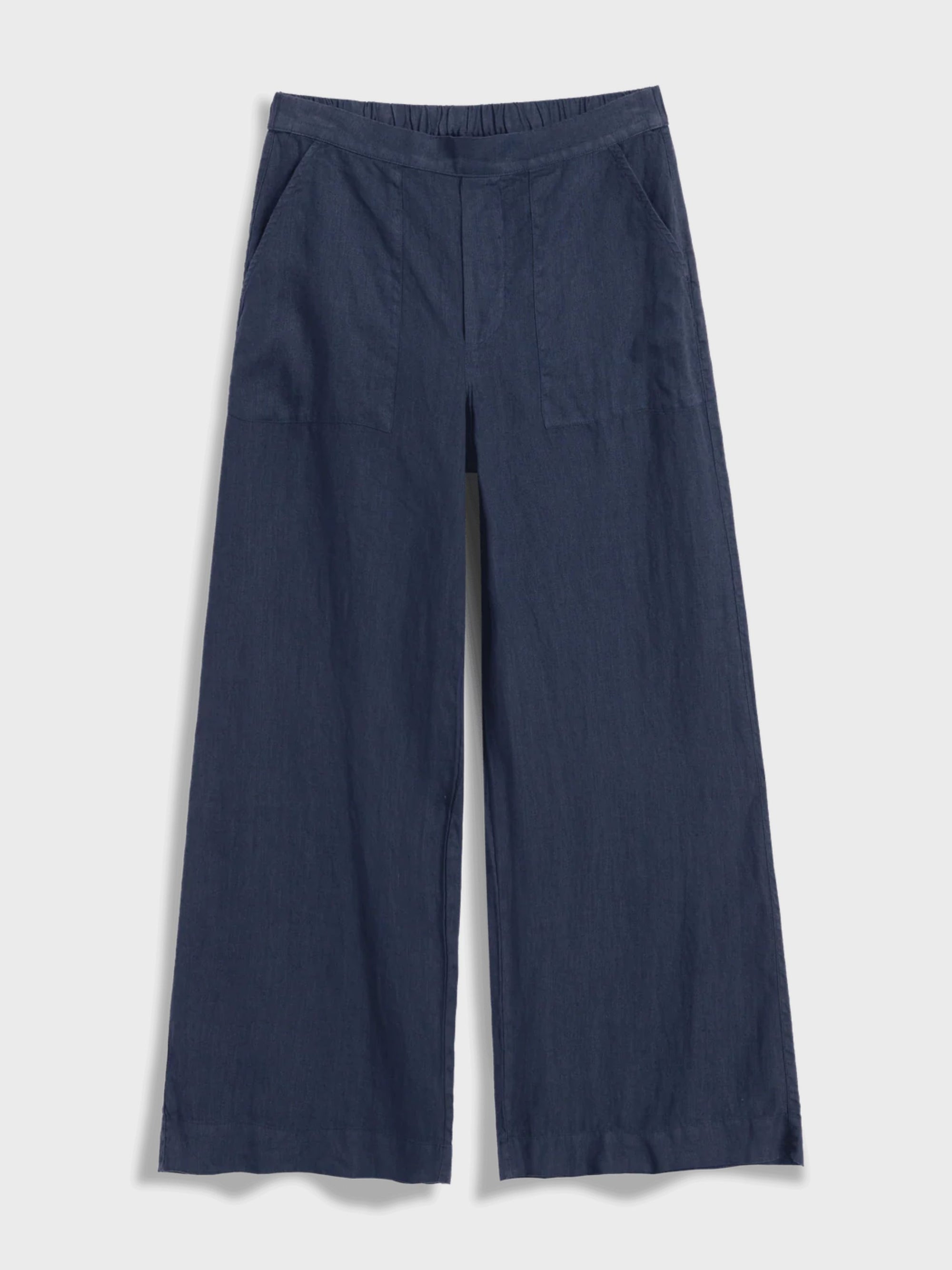 Frank & Eileen Madeline Linen Patch Pocket Pull On Pant Navy-Pants-West of Woodward Boutique-Vancouver-Canada