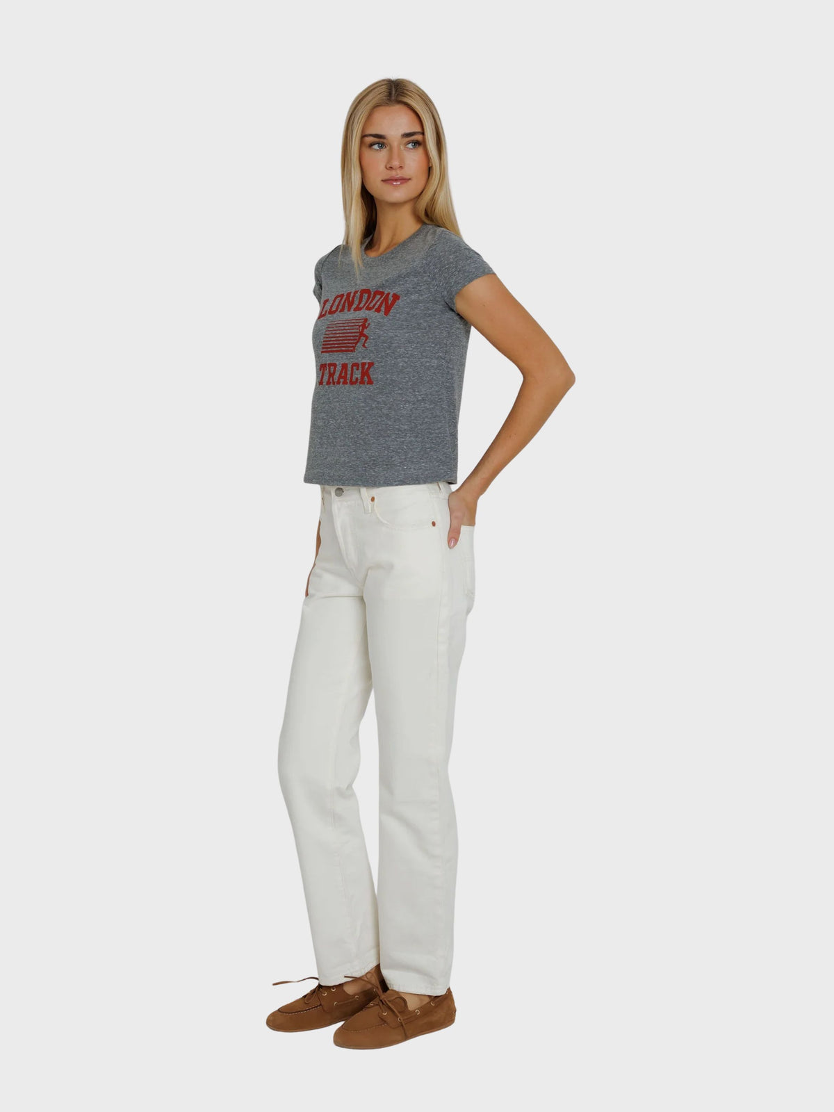 Sunny Somewhere London Track Femme Crew Heather Grey-T-Shirts-West of Woodward Boutique-Vancouver-Canada