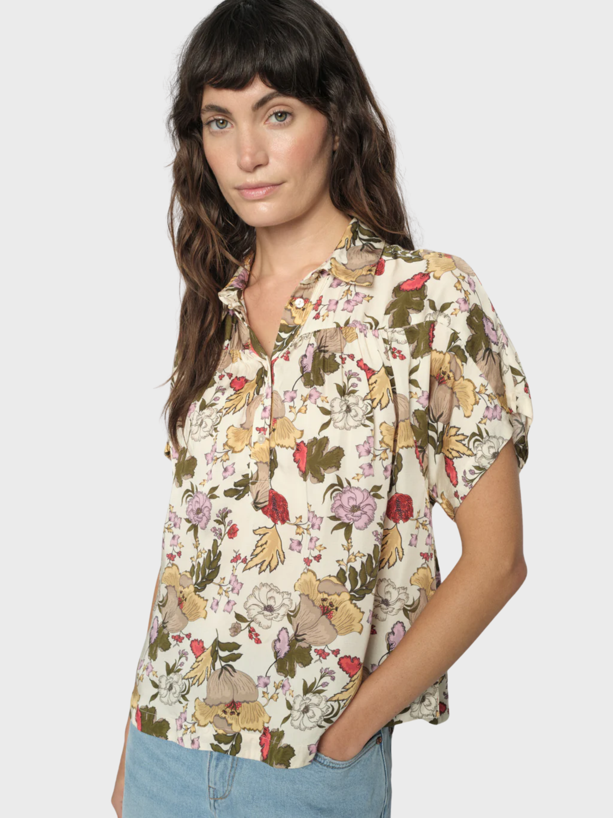 Mos Mosh Winie Flowwi Blouse Ecru-Shirts-West of Woodward Boutique-Vancouver-Canada