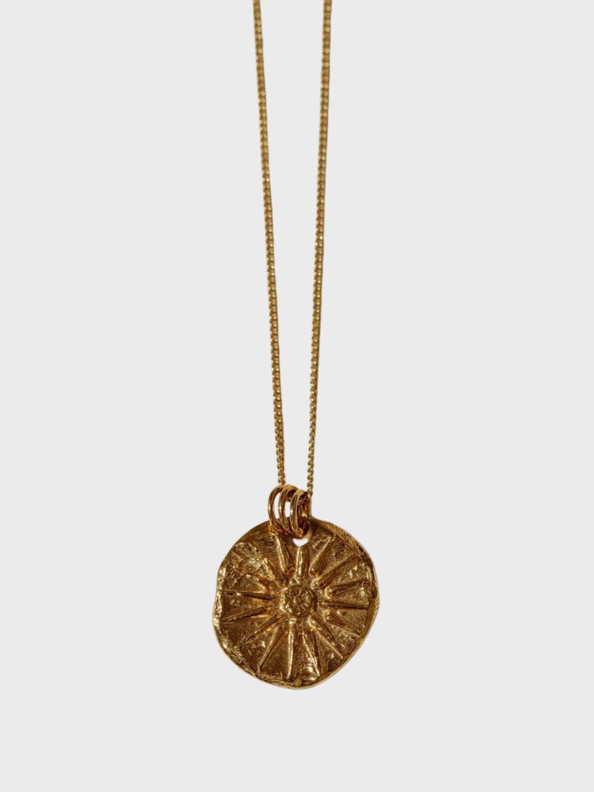 Pamela Card Unconquerable Sun 24K Gold Vermeil Necklace 18" Chain