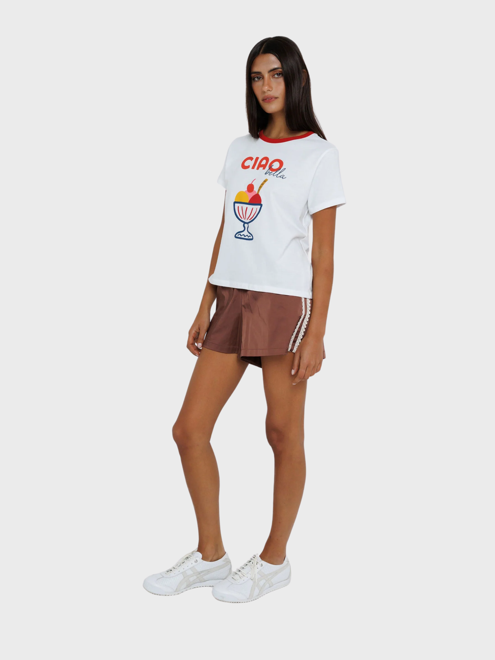 Sunny Somewhere Ciao Bella Ice Cream Ringer Tee Red Ringer-T-Shirts-West of Woodward Boutique-Vancouver-Canada