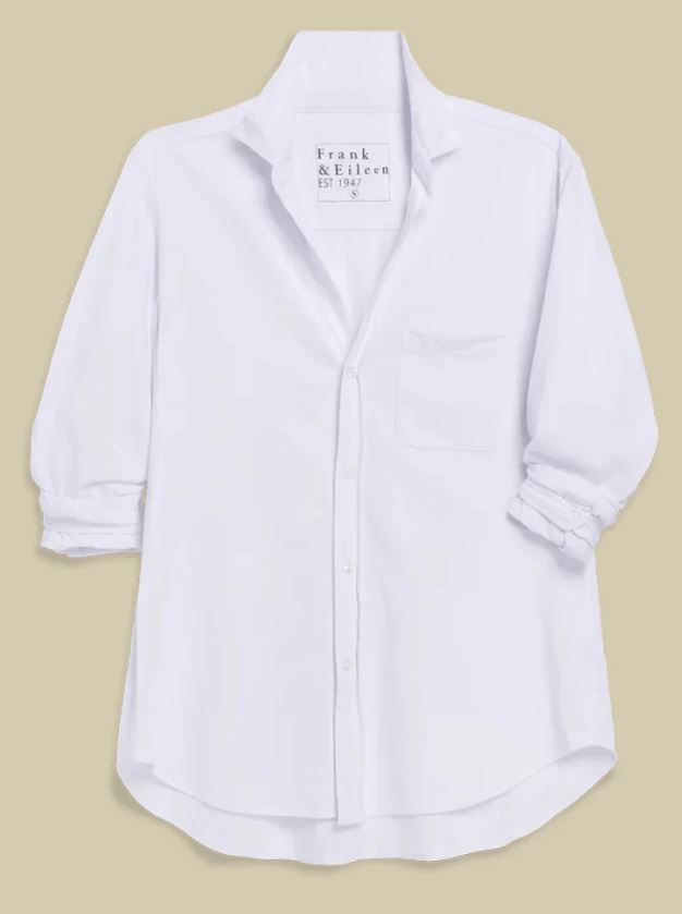 Frank &amp; Eileen Waverly NYC Jersey Button Up Shirt White-Shirts-West of Woodward Boutique-Vancouver-Canada