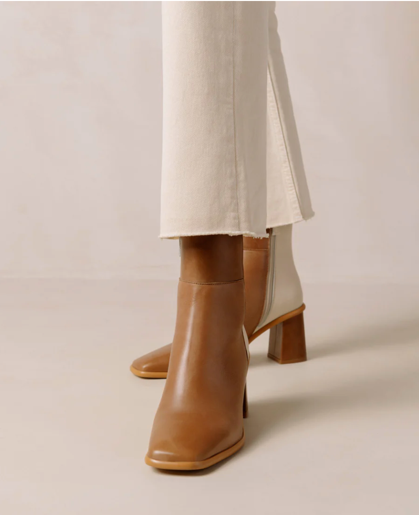 ALOHAS West Ankle Boots Cream Camel-Shoes-West of Woodward Boutique-Vancouver-Canada