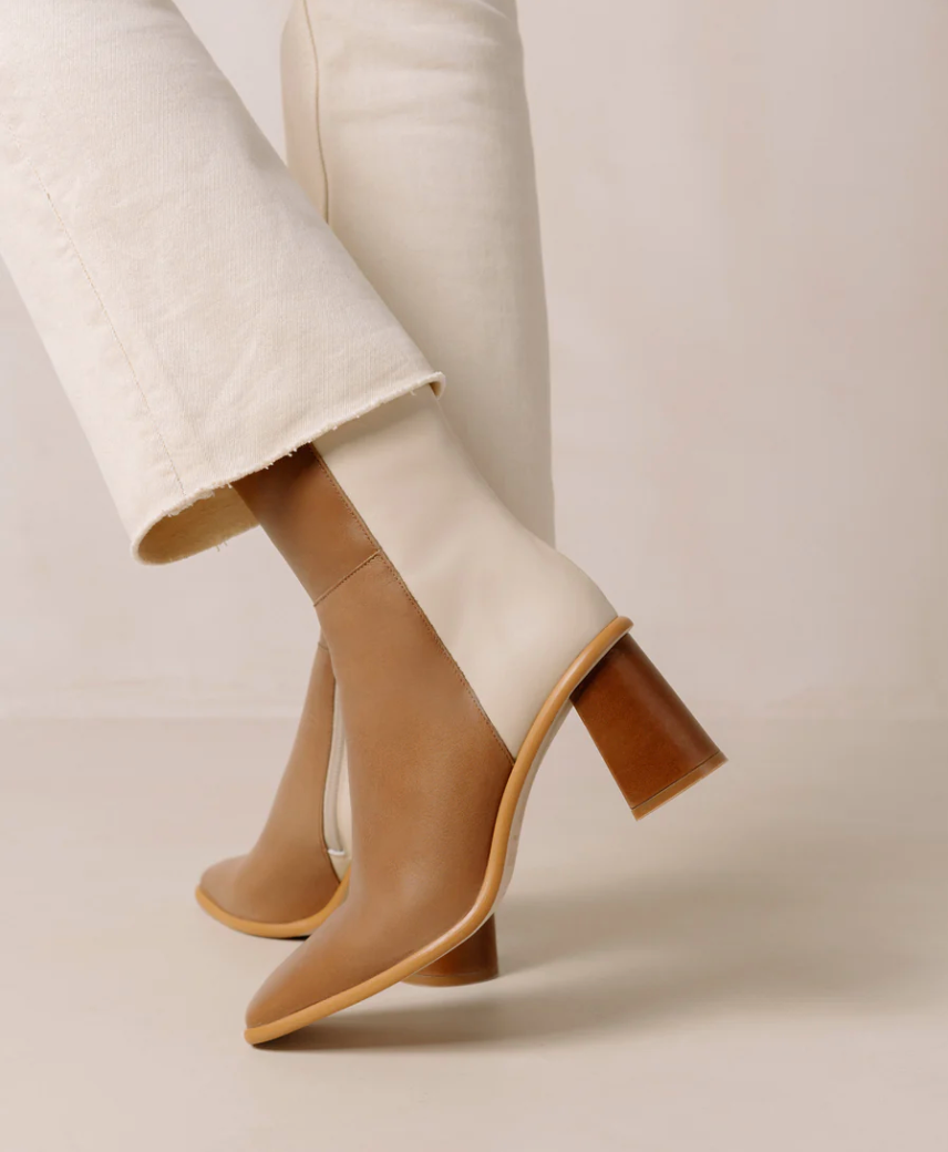 ALOHAS West Ankle Boots Cream Camel-Shoes-West of Woodward Boutique-Vancouver-Canada