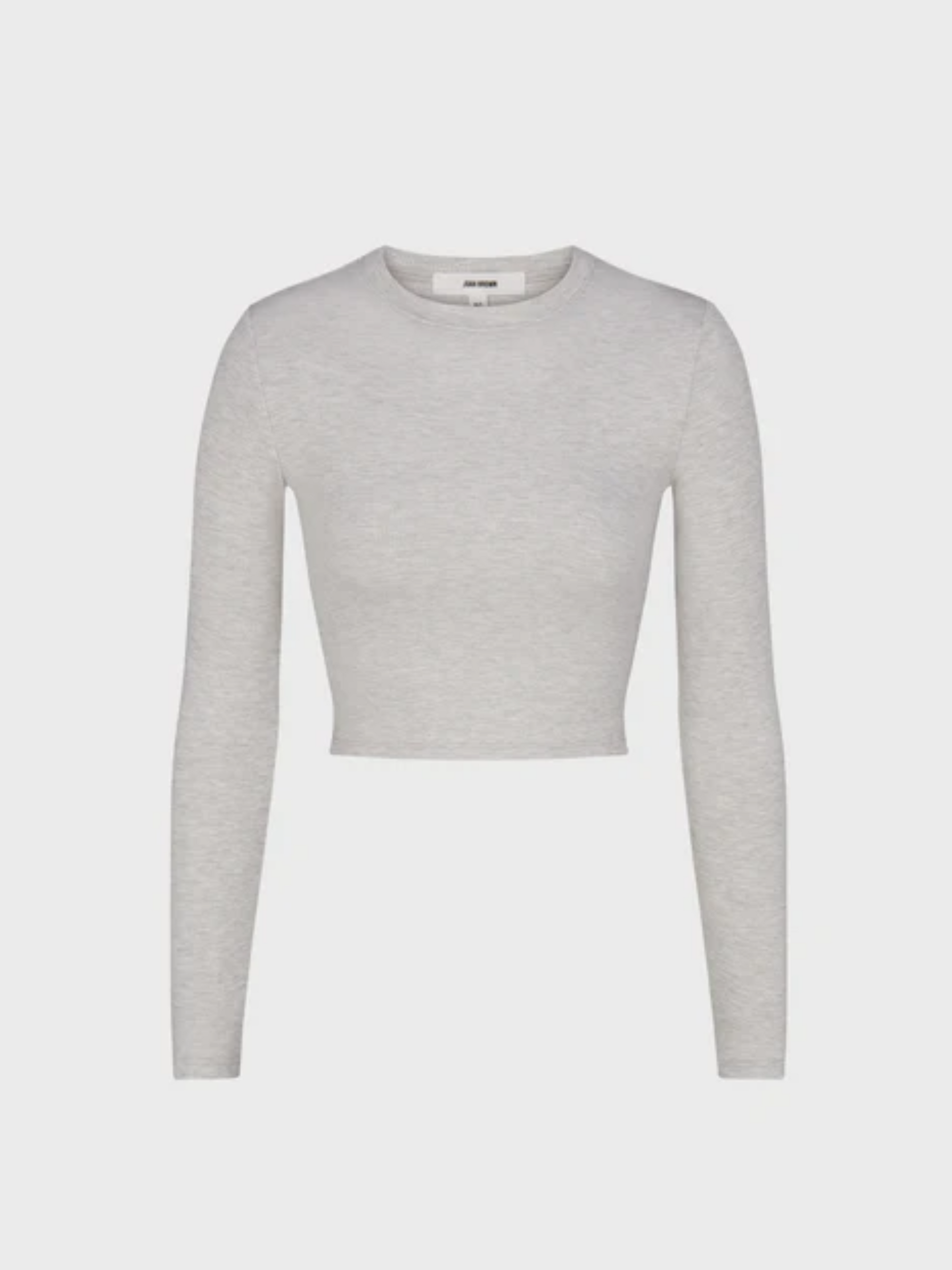 Joah Brown Cropped Crew Long Sleeve Pearl Grey Rib-T-Shirts-West of Woodward Boutique-Vancouver-Canada