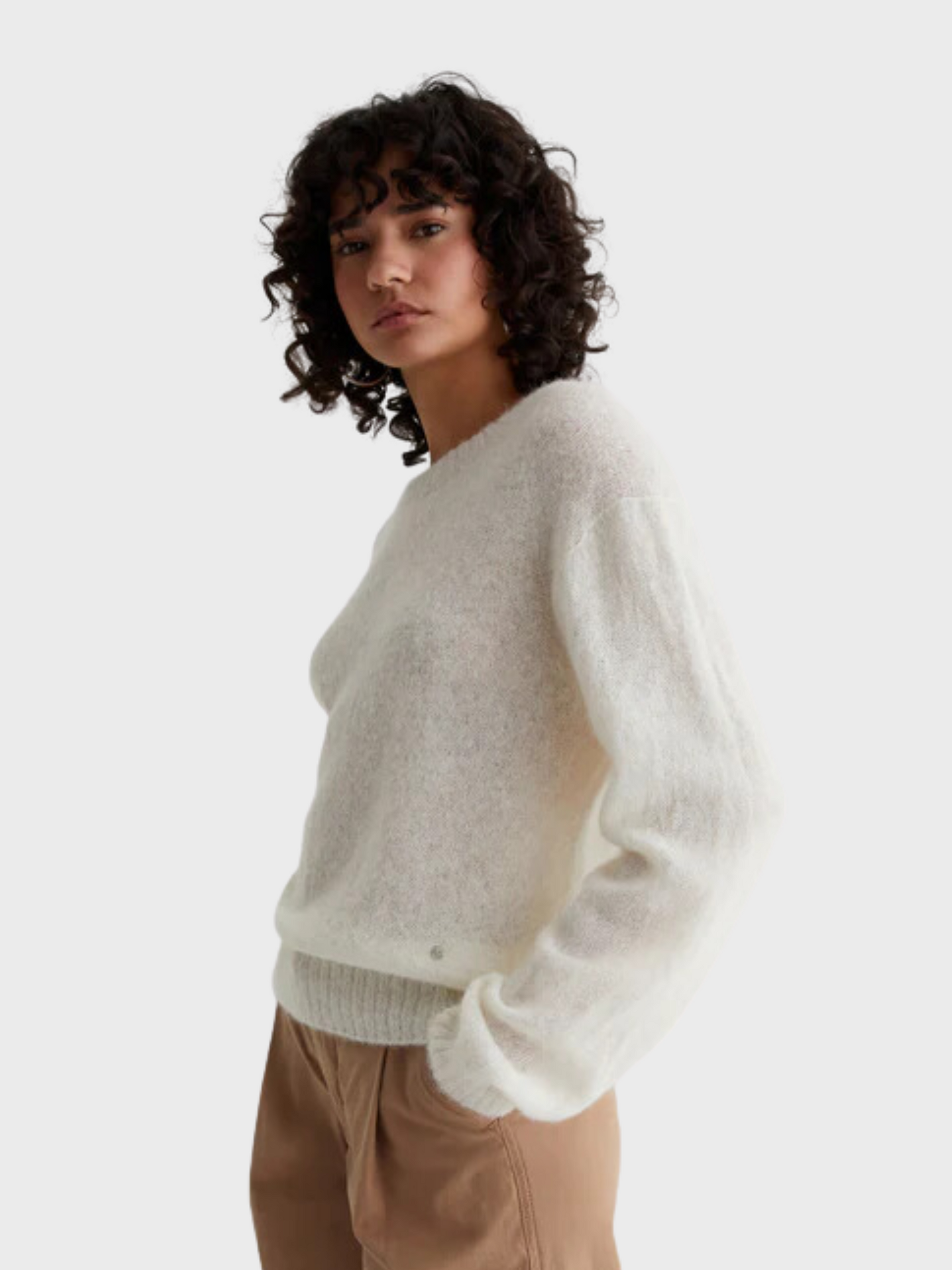 AG Morgan Crew Knit Sweater Pearl White-Sweaters-West of Woodward Boutique-Vancouver-Canada