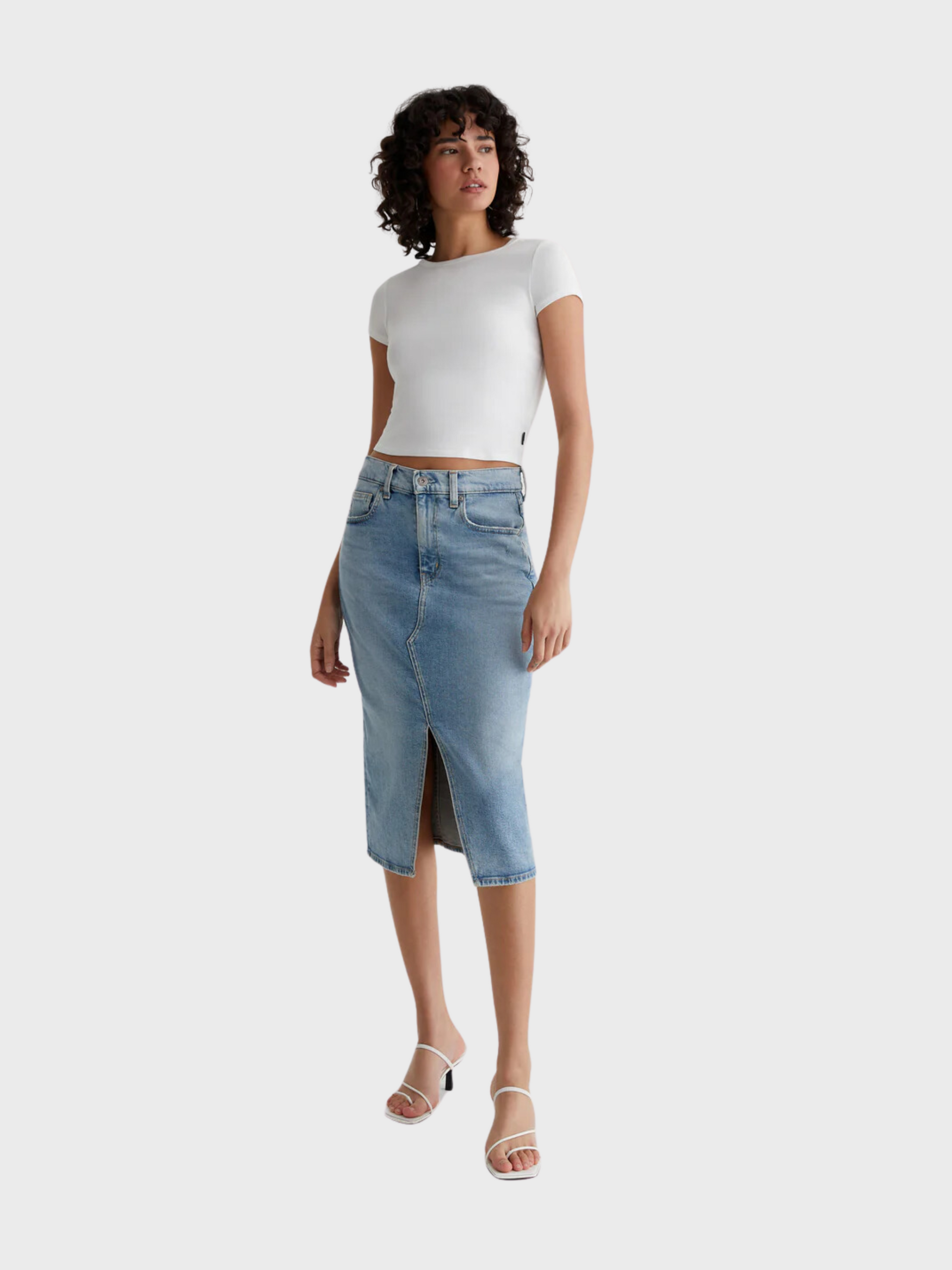 AG Alicia Denim Skirt Eclipsed-Dresses-24-West of Woodward Boutique-Vancouver-Canada