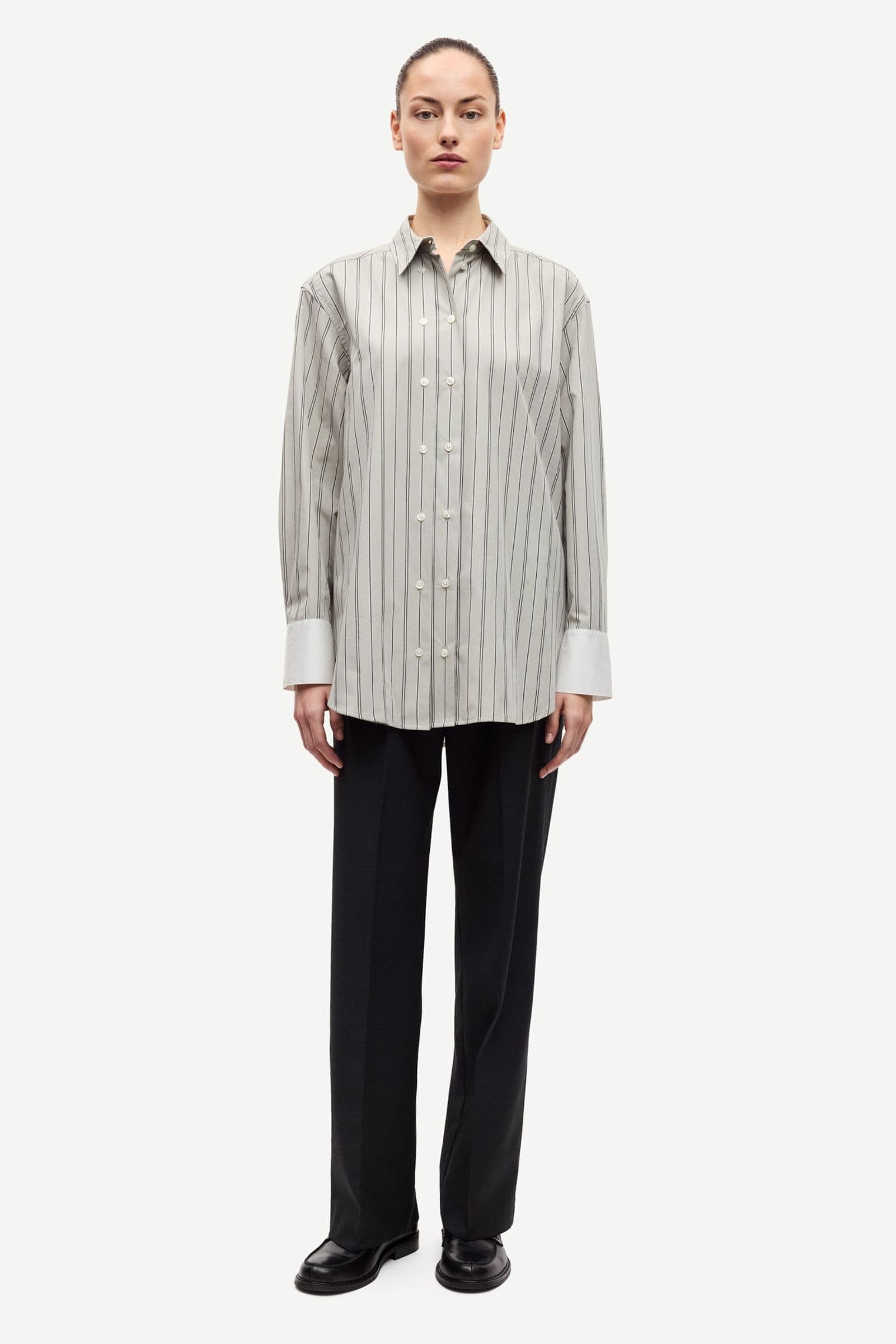 Samsoe Salas Shirt Alfalfa Stripe-Shirts-West of Woodward Boutique-Vancouver-Canada
