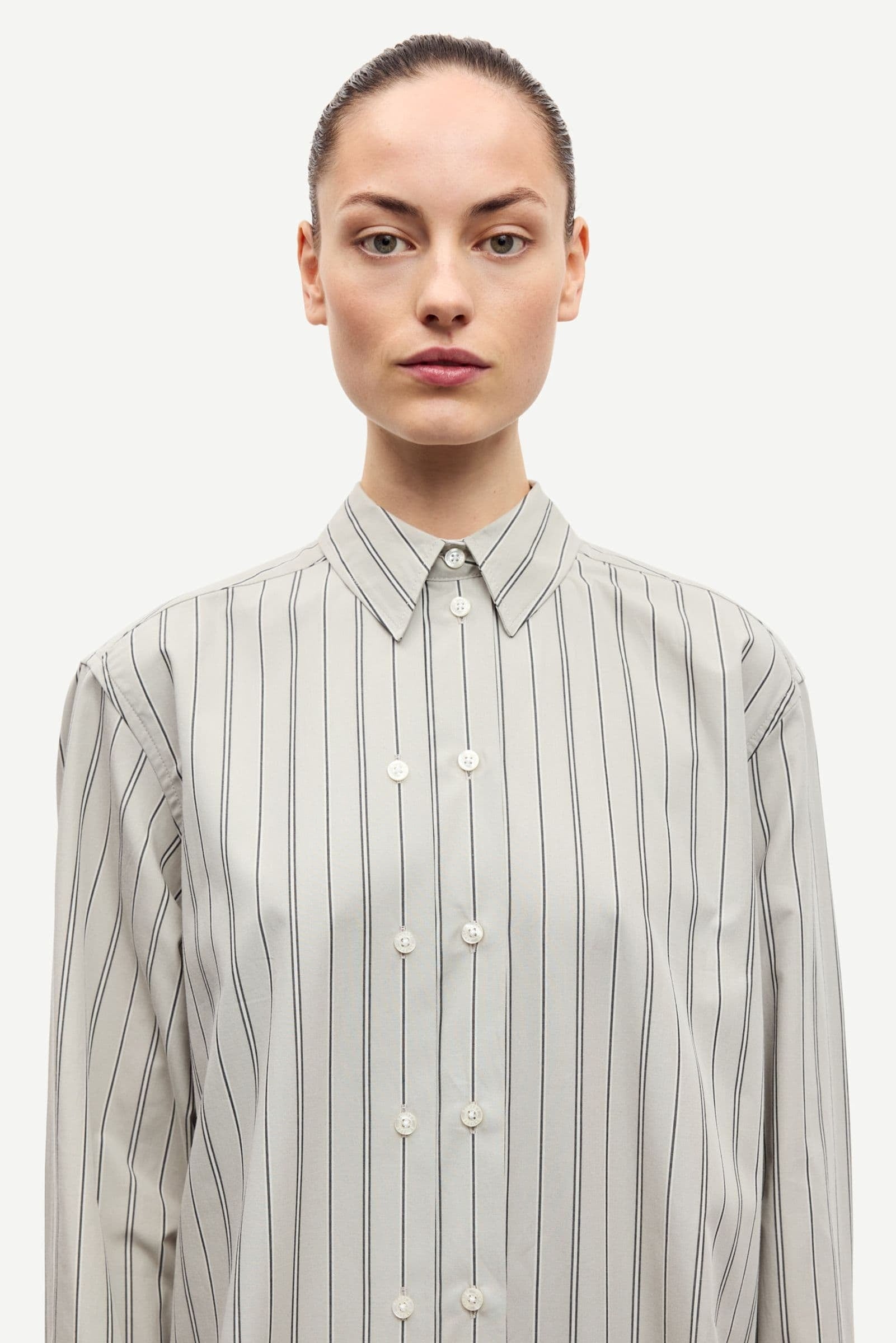 Samsoe Salas Shirt Alfalfa Stripe-Shirts-West of Woodward Boutique-Vancouver-Canada