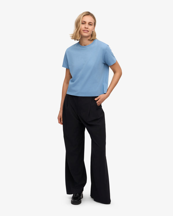 Colorful Standard Boxy Crop Tee Seaside Blue-T-Shirts-West of Woodward Boutique-Vancouver-Canada