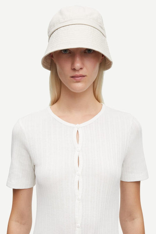 Samsoe Juni Short Sleeve Cardigan White-T-Shirts-West of Woodward Boutique-Vancouver-Canada