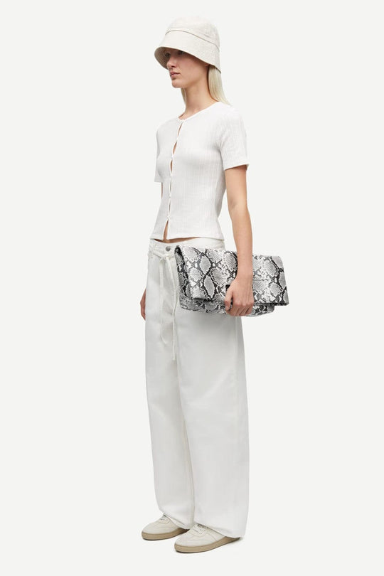 Samsoe Juni Short Sleeve Cardigan White-T-Shirts-West of Woodward Boutique-Vancouver-Canada