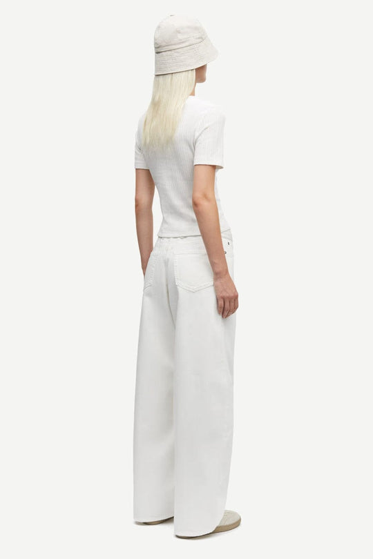 Samsoe Juni Short Sleeve Cardigan White-T-Shirts-West of Woodward Boutique-Vancouver-Canada